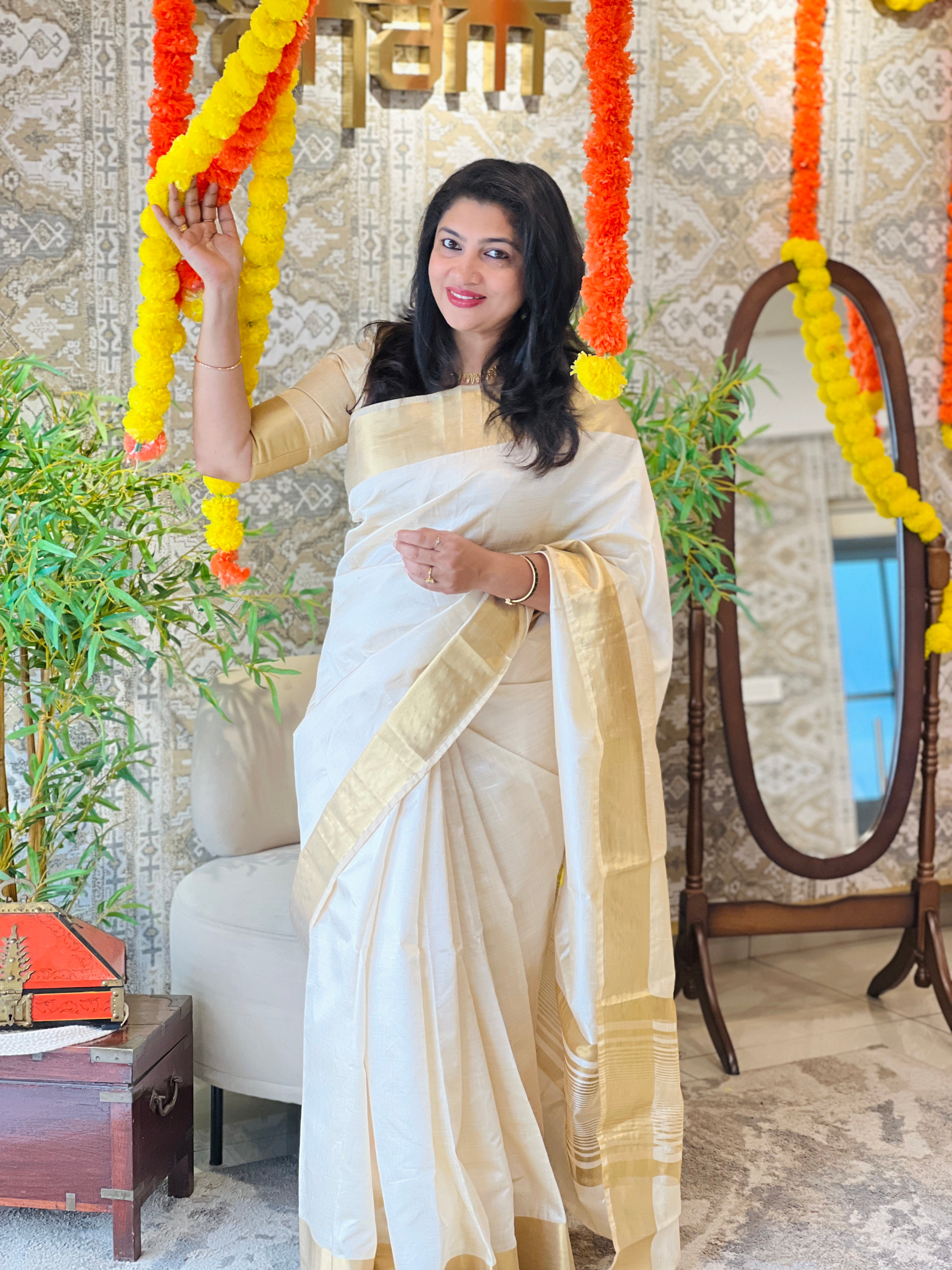 Traditional Border Kerala Cotton Saree | SSN530