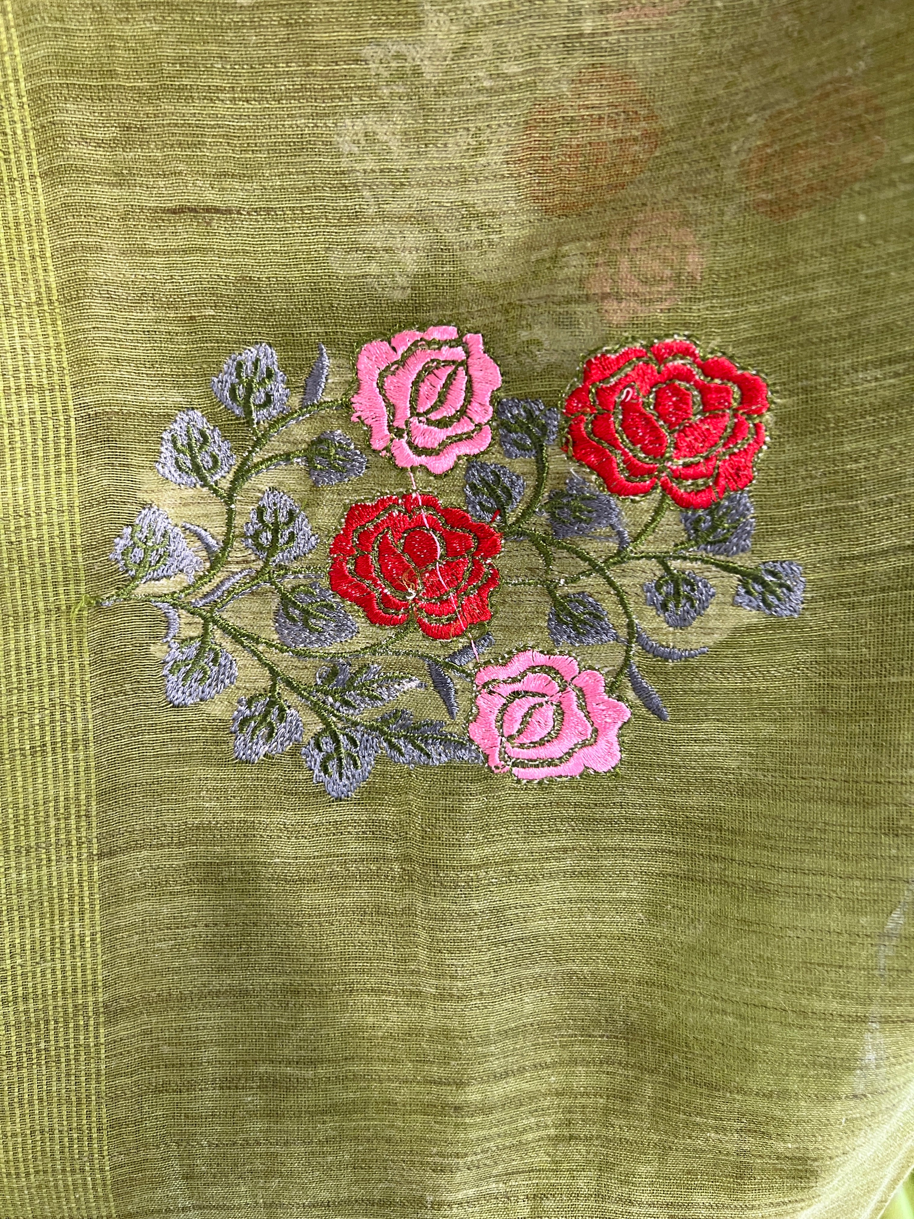 Basbara Silk Finish Saree With Floral Embroidery Detailing | NHH373
