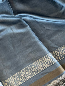 Block Printed Desi Tussar Saree | MNH379