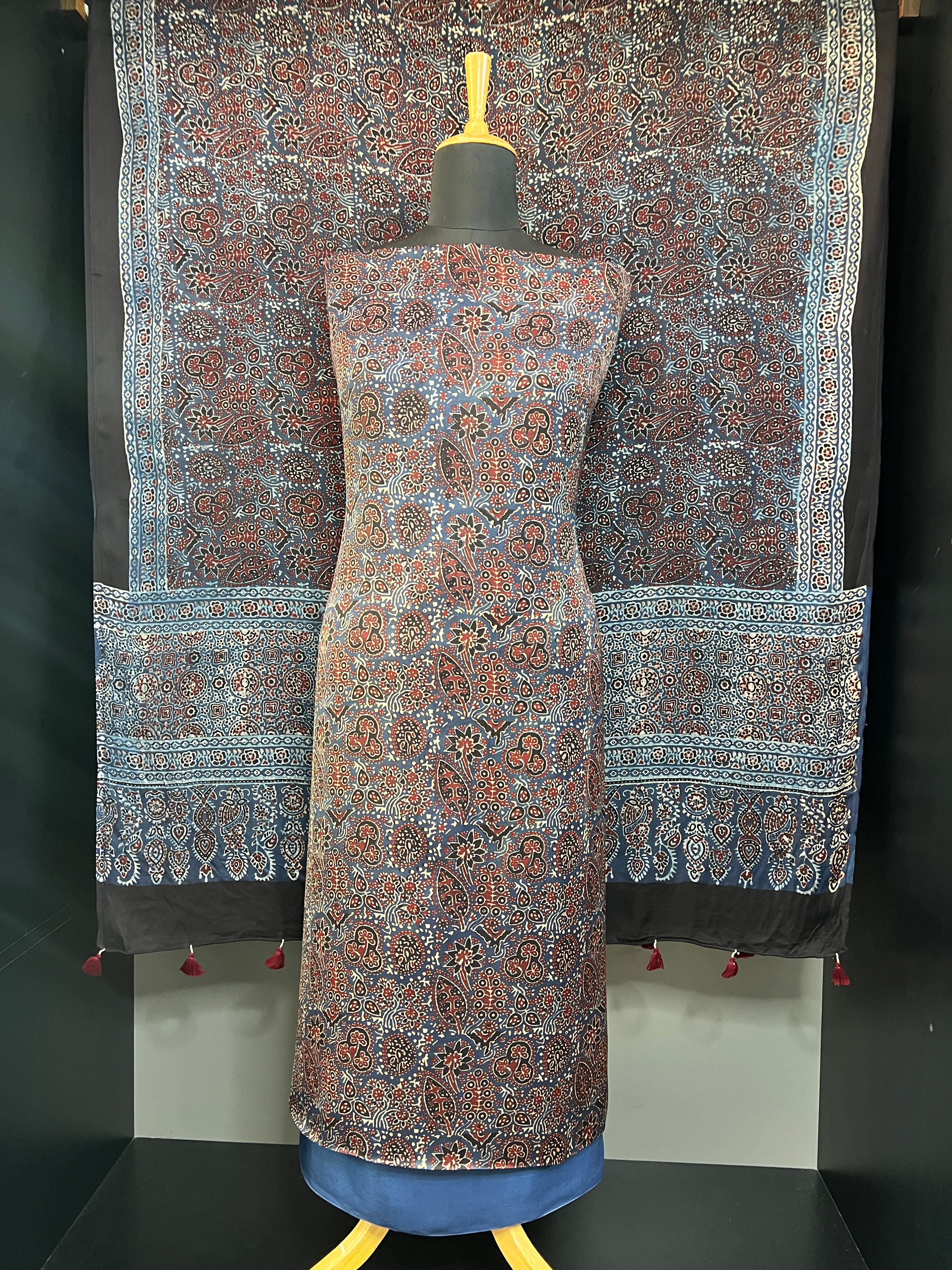 Ajrakh Printed Unstitched Modal Salwar Set | MF183