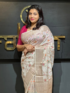 Banarasi Weaved Border Pattern Georgette Saree | AL148