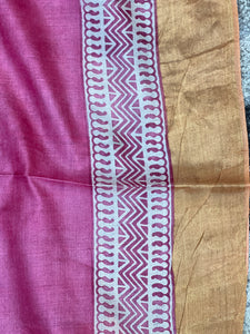 Block Printed Desi Tussar Saree | MNH381