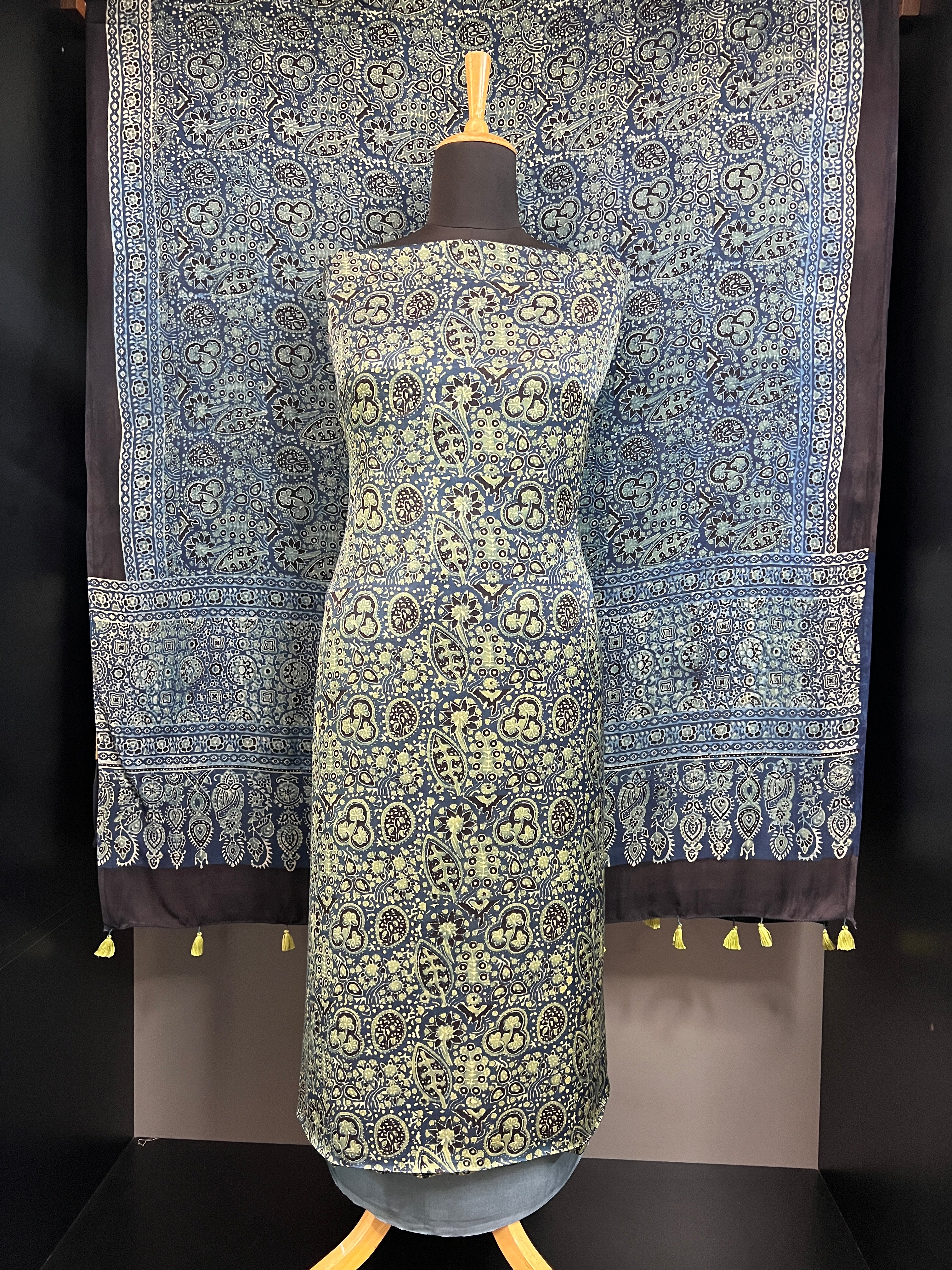 Ajrakh Printed Unstitched Modal Salwar Set | MF184