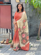 Digital Floral Printed Chanderi Saree | SSN353