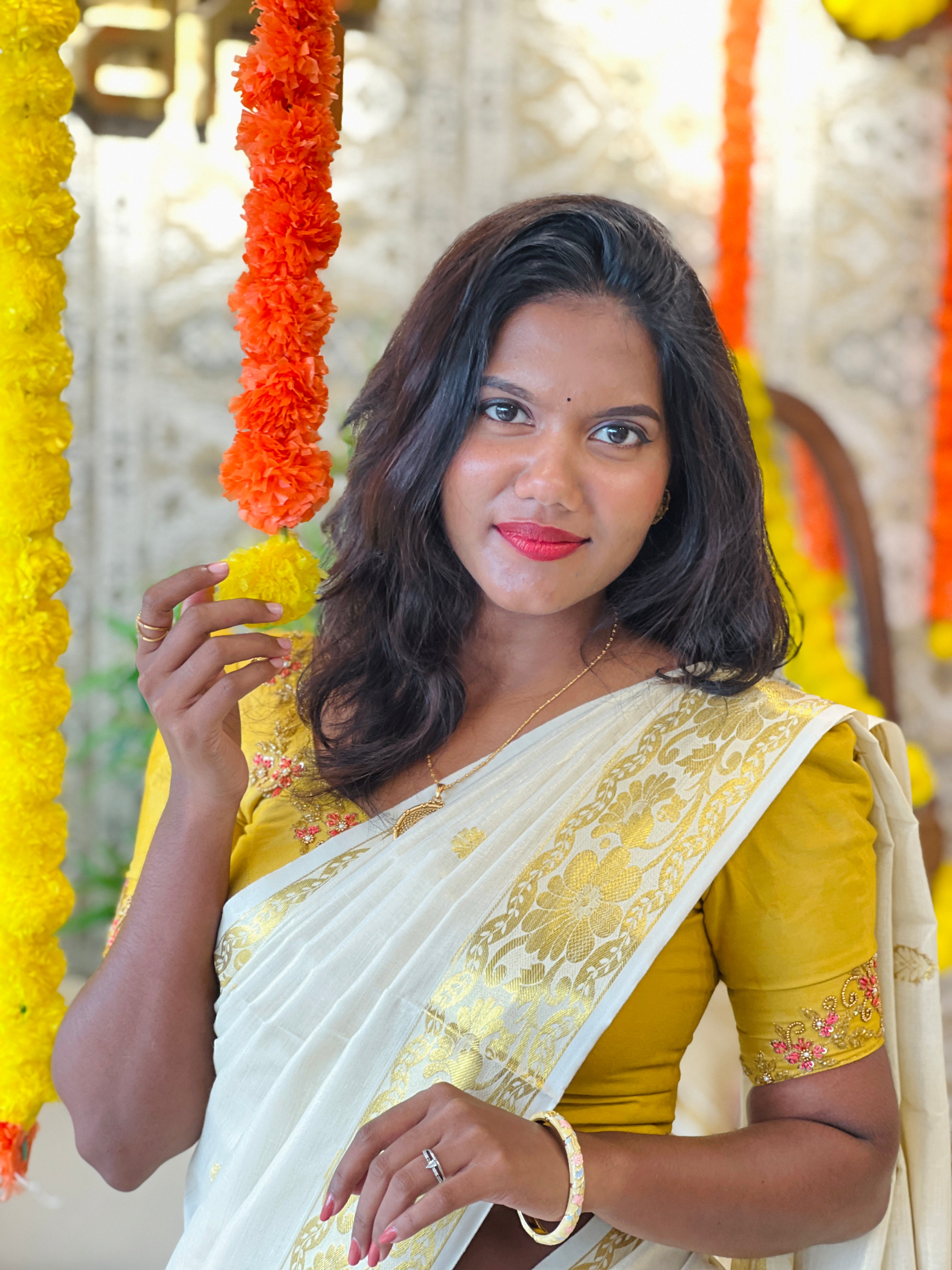 Tissue Weaved Pattern Kerala Cotton Saree | RLF153