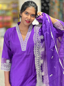 Point Embroidery Muslin Finish Kurta Set | FW319