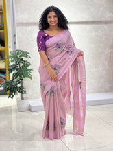 Floral Embroidered Basbara Silk Finish Saree | NHH376