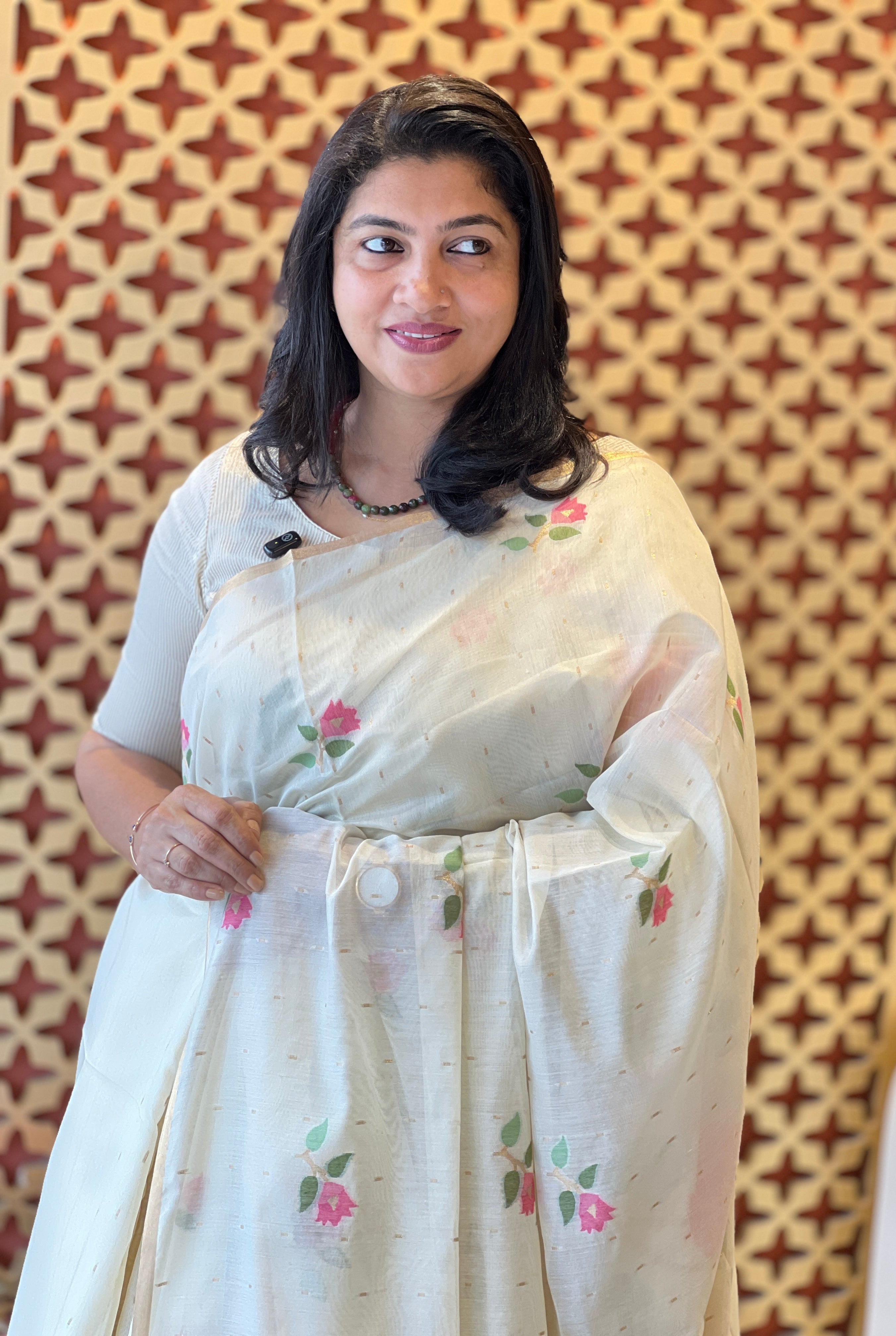 Jamdani Woven Floral Pattern Chanderi Saree | SSN556