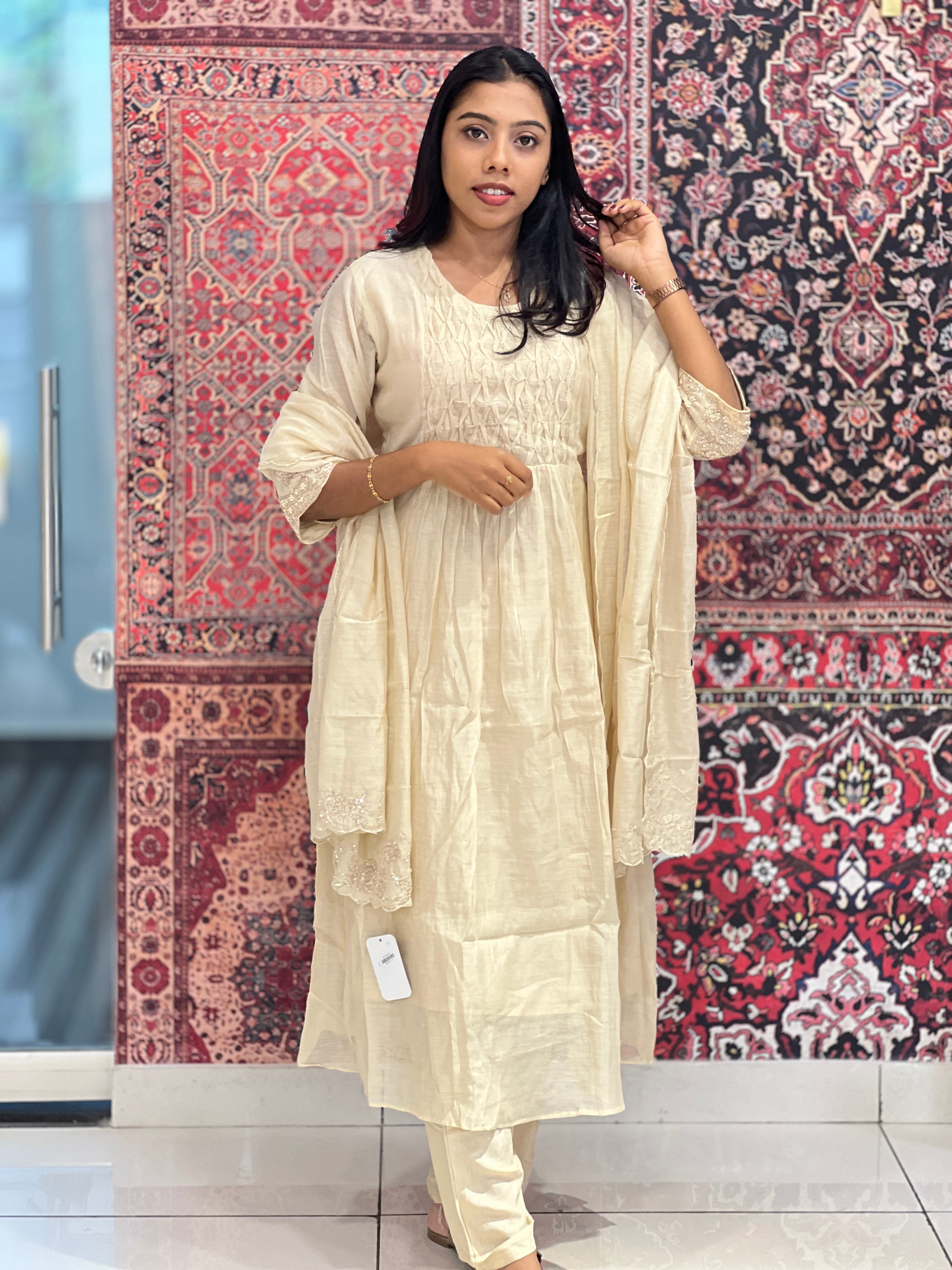 Hand Work Detailed Chanderi Kurta Set | KIA107
