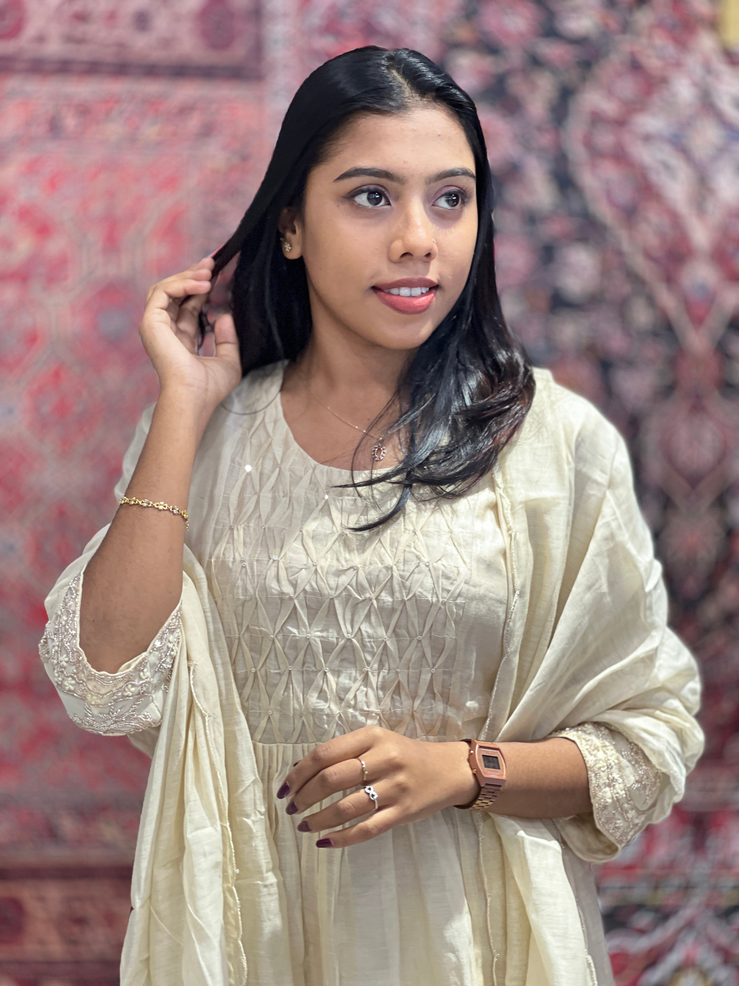 Hand Work Detailed Chanderi Kurta Set | KIA107