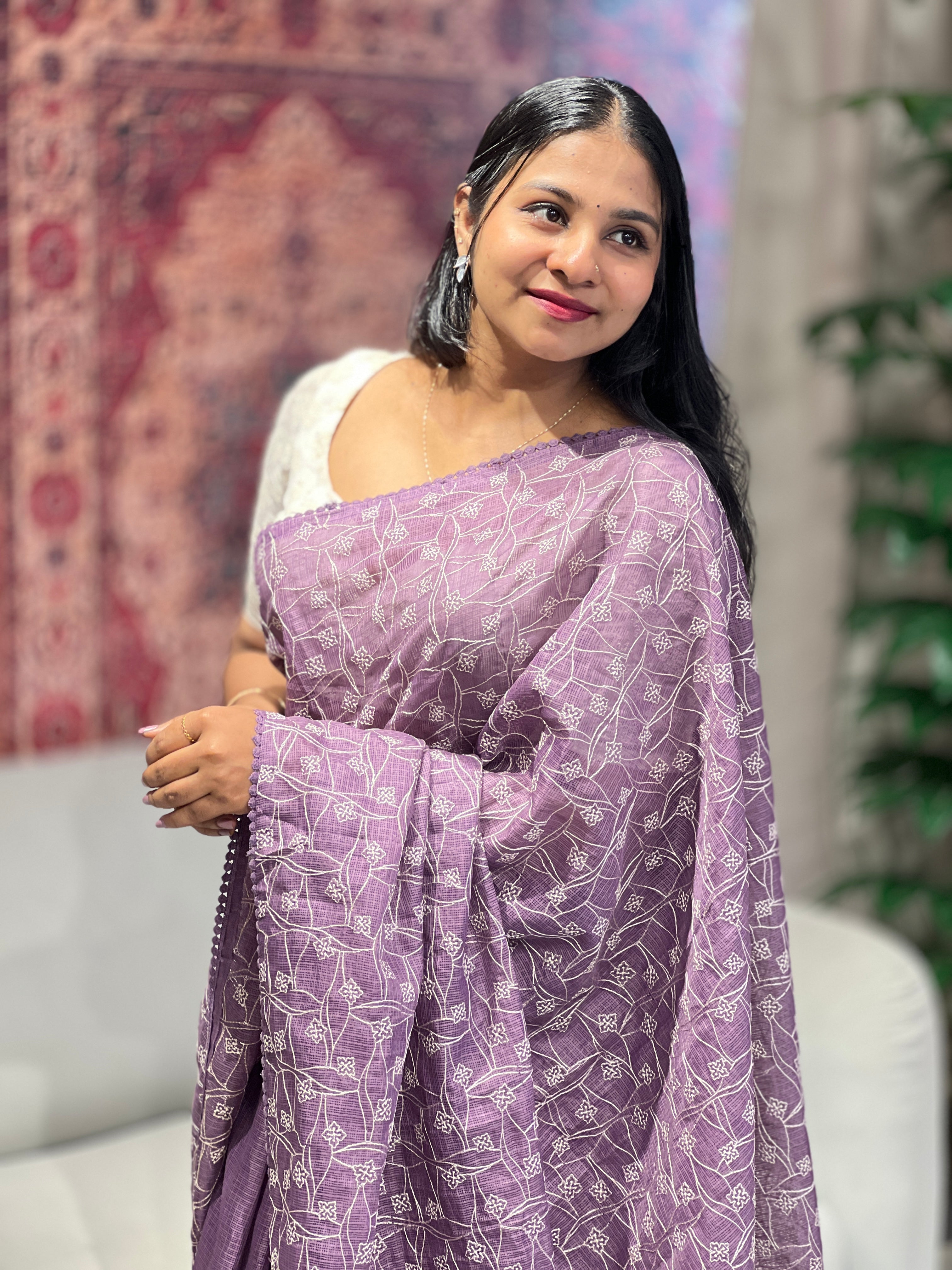 Floral Embroidery Detailed Kota Saree | BLD1673