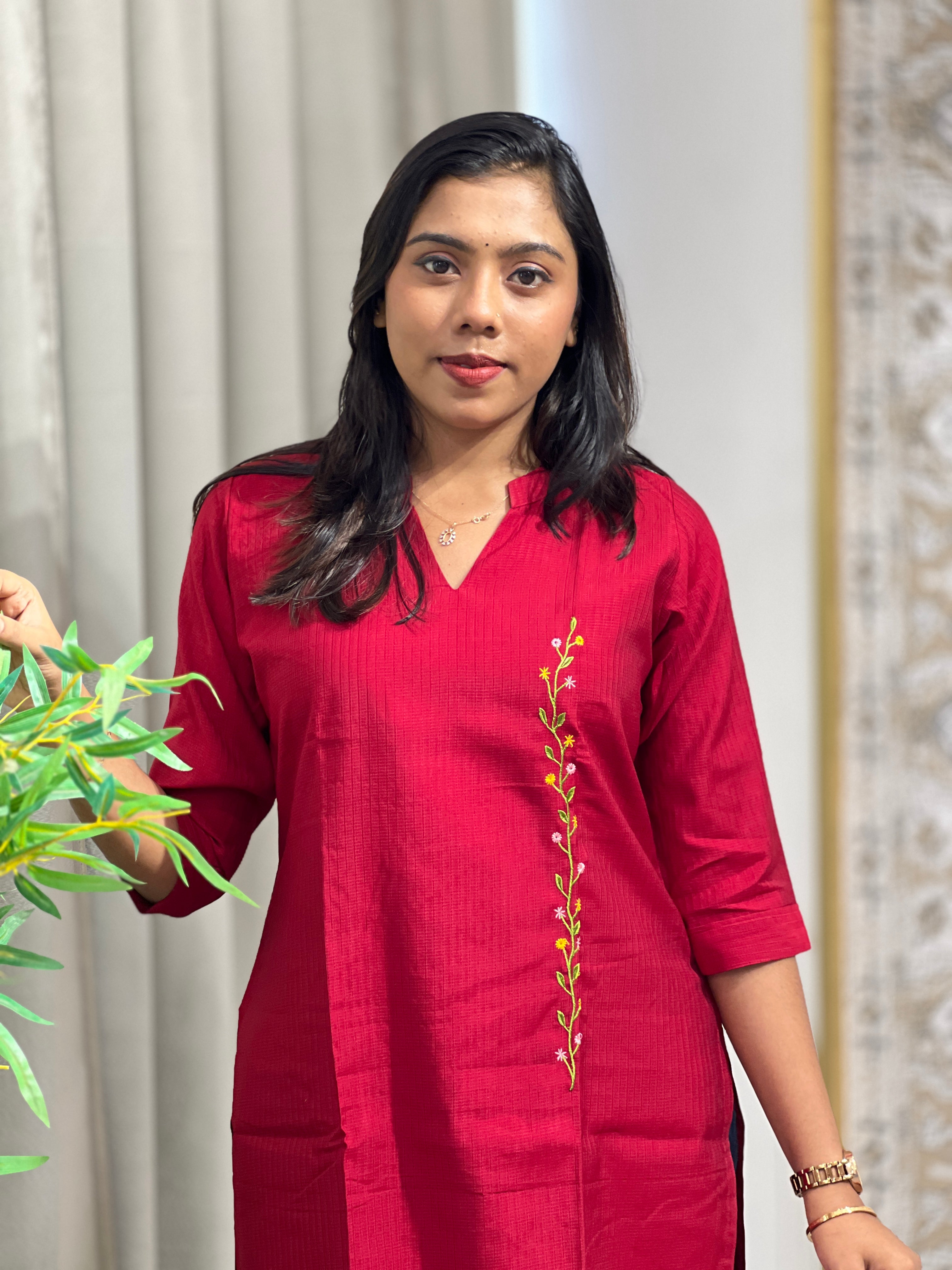 Machine Embroidered Cotton Kurta | MSN284