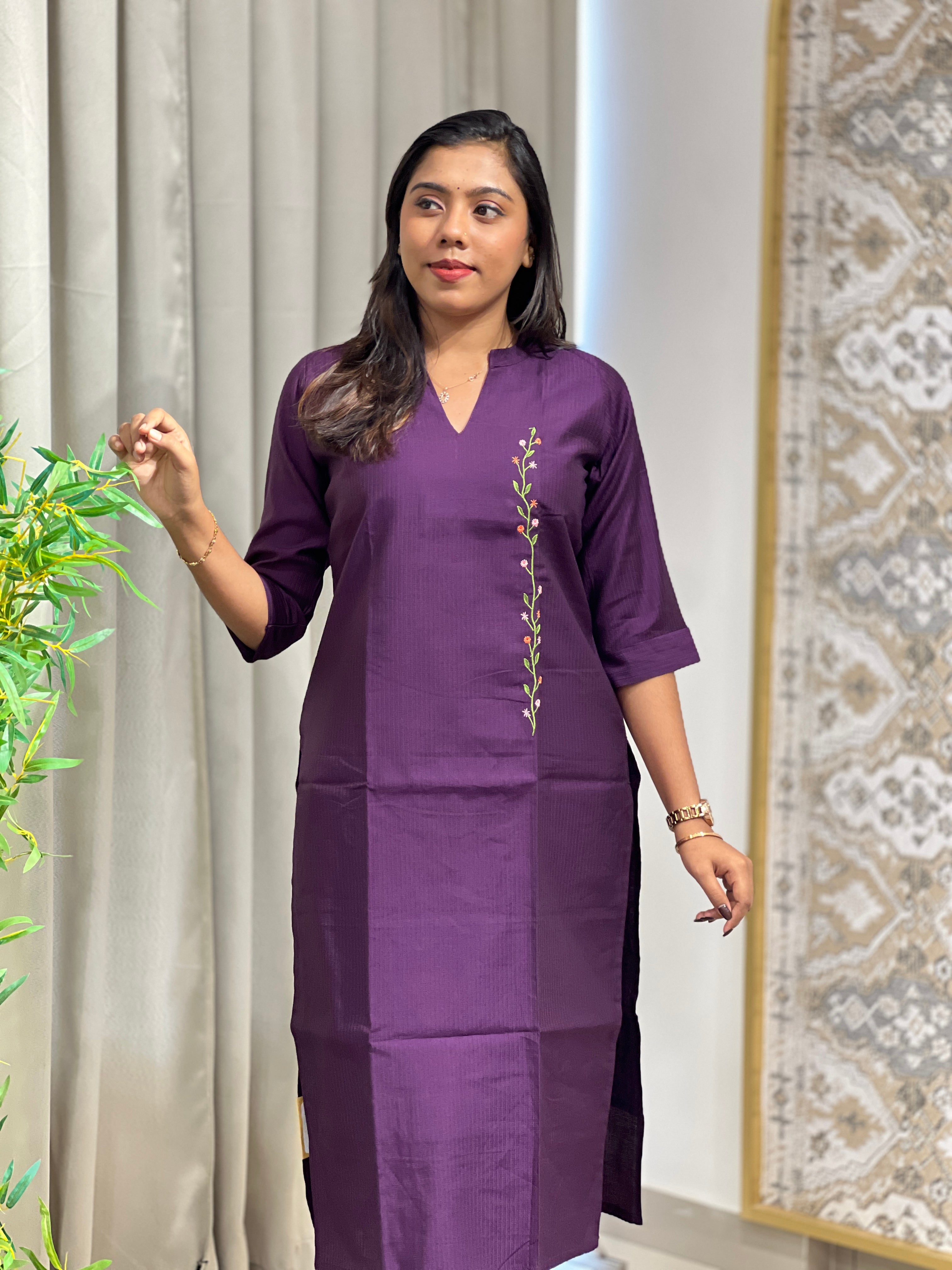 Machine Embroidered Cotton Kurta  | MSN286