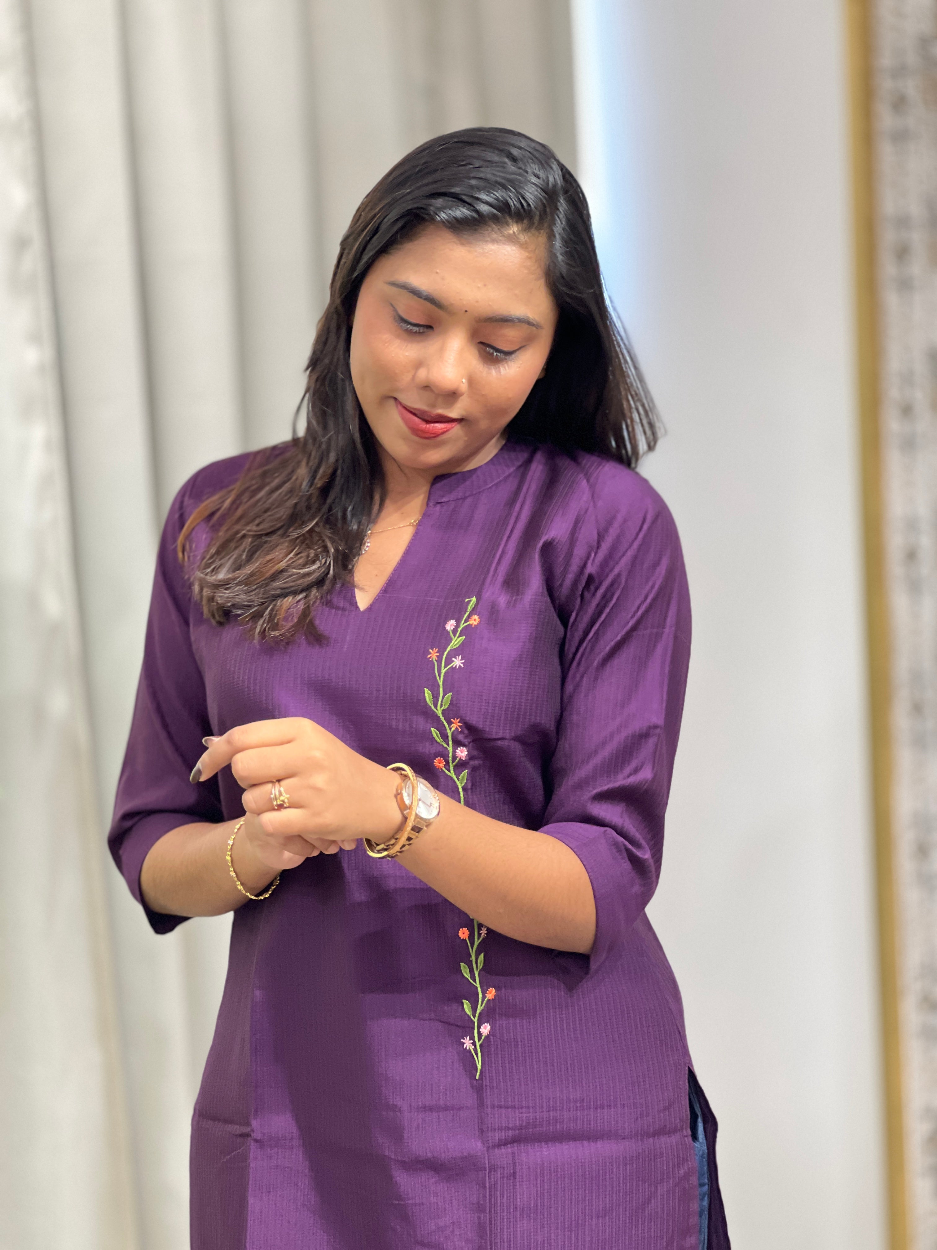 Machine Embroidered Cotton Kurta  | MSN286