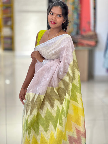 Ikat Inspired Linen Saree  | DLS329