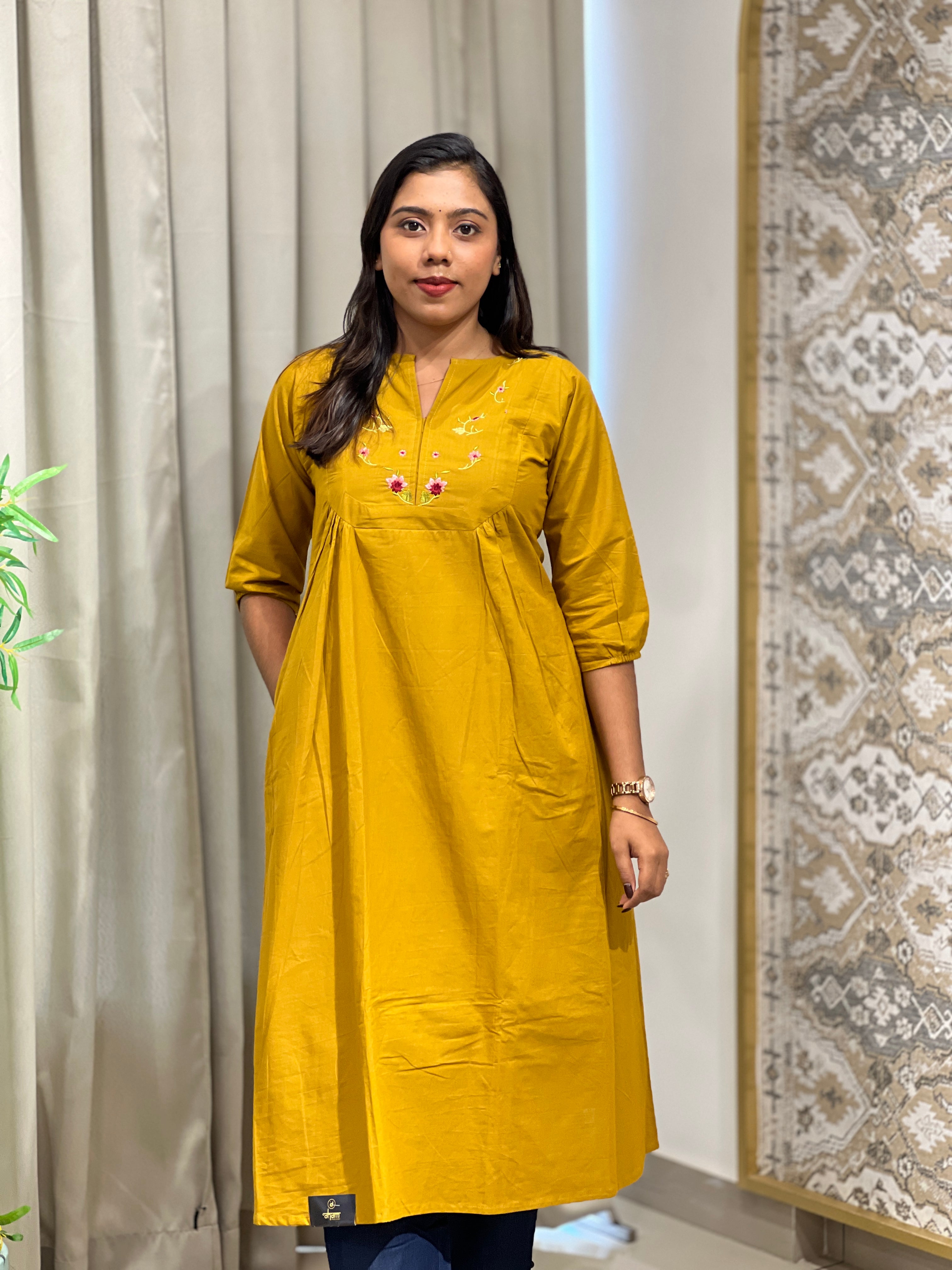 Embroidered A Line Cotton Kurta | MSN282