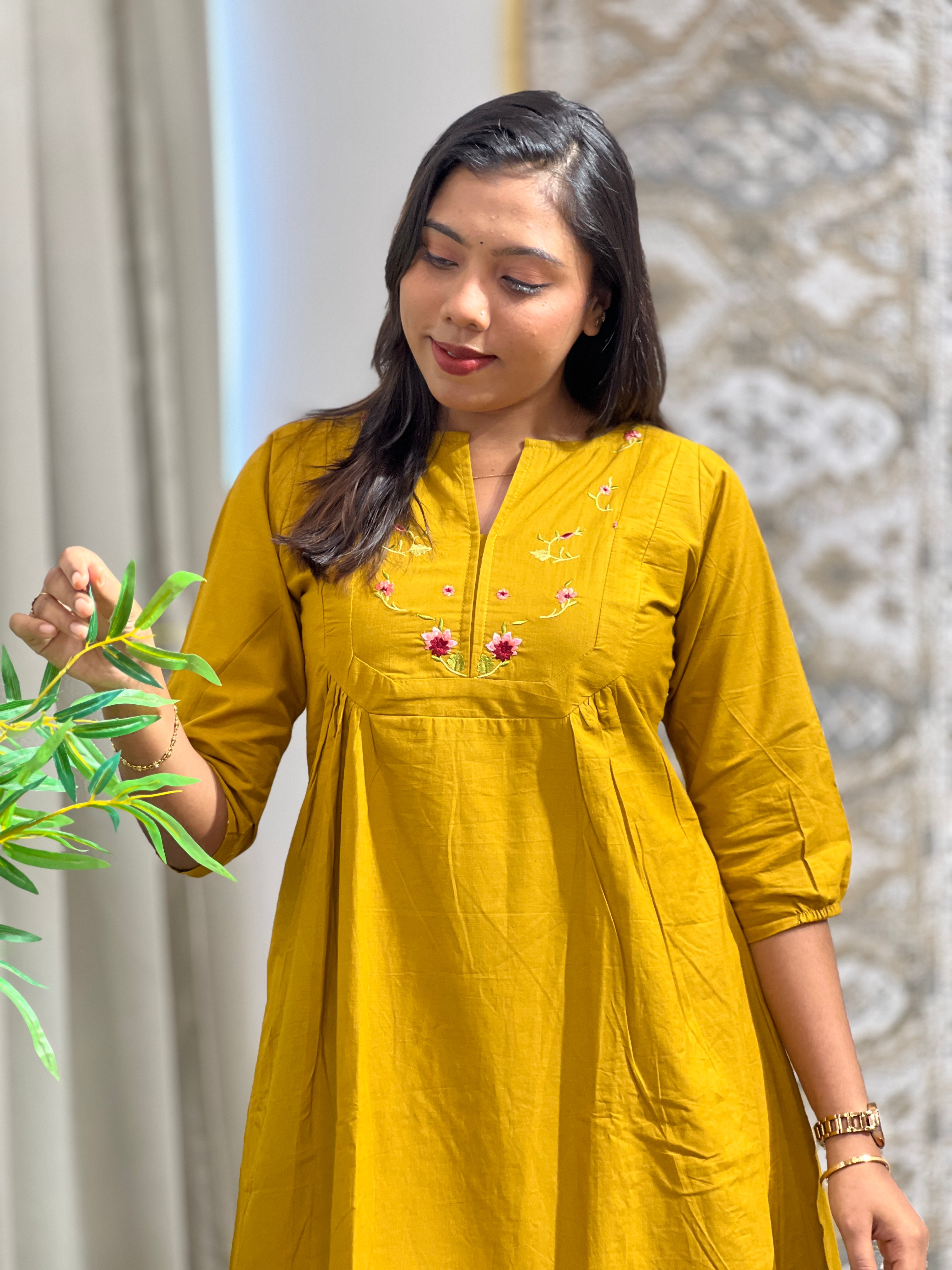 Embroidered A Line Cotton Kurta | MSN282