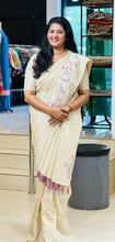 Floral Hand Embroidery Detailed Pure Tissue Tussar Saree | VMB118
