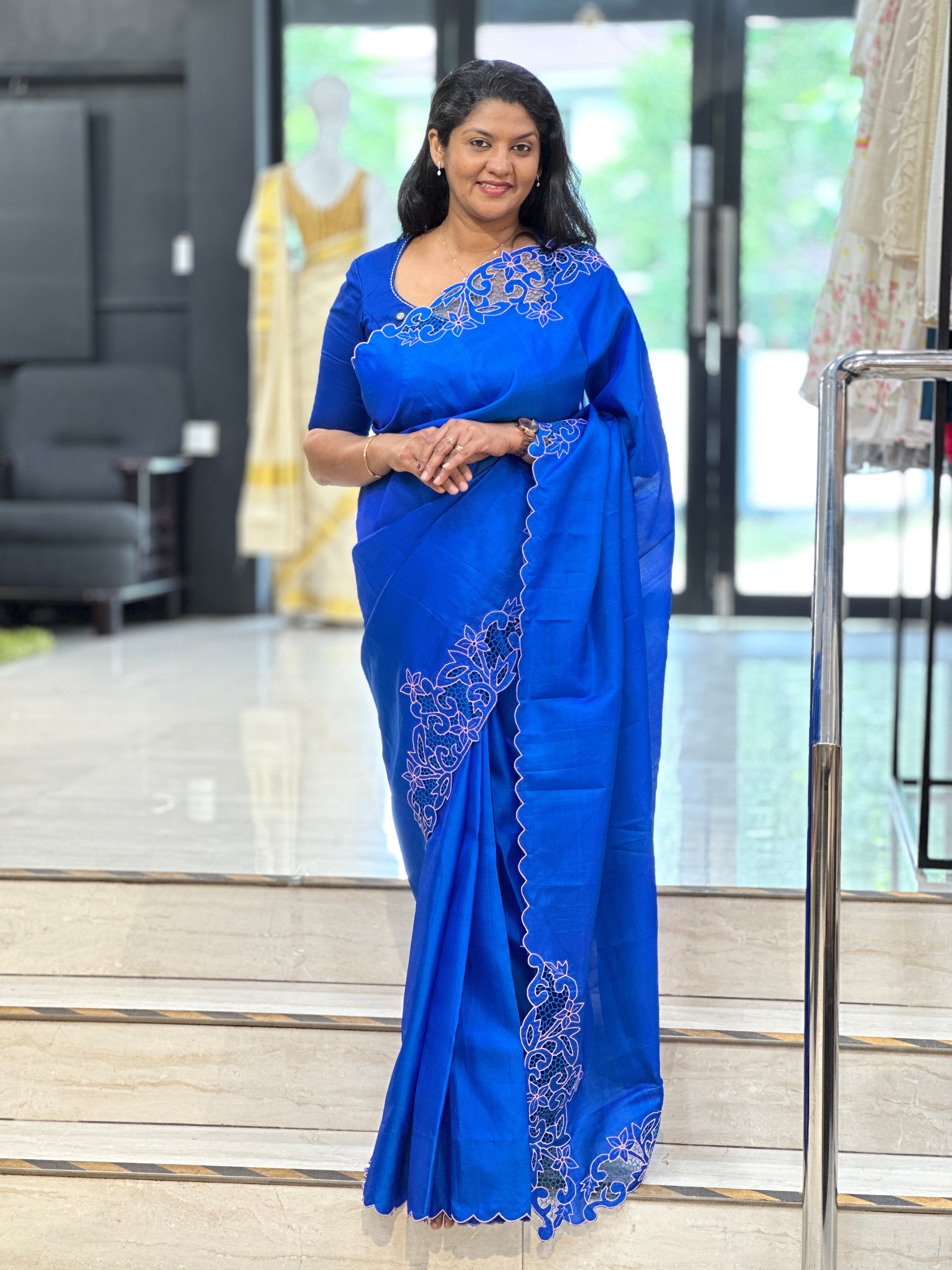Twine Cut Work Placement Detailed Soft Silk Saree | TC401