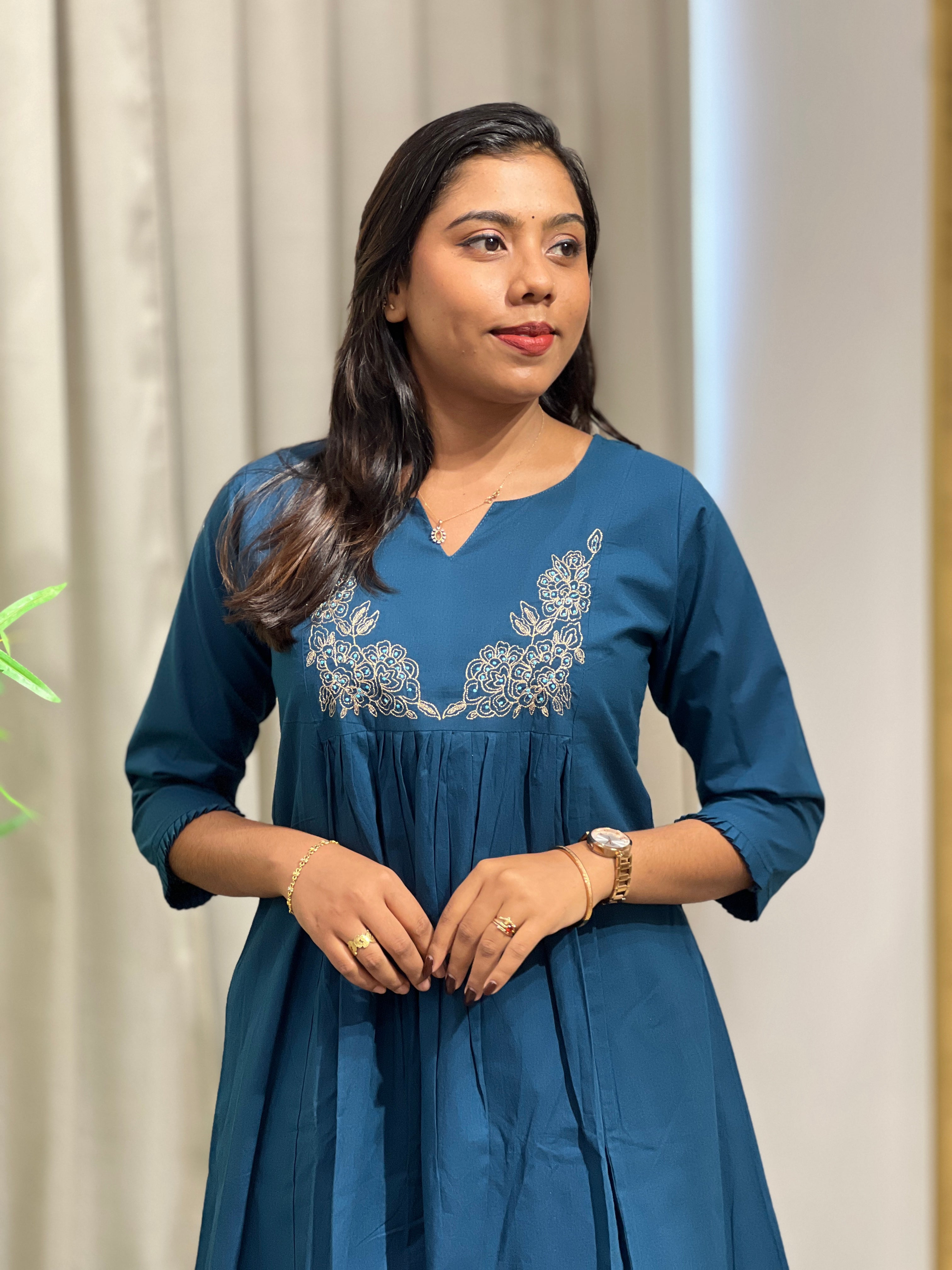 Embroidered A Line Cotton Kurta | MSN281