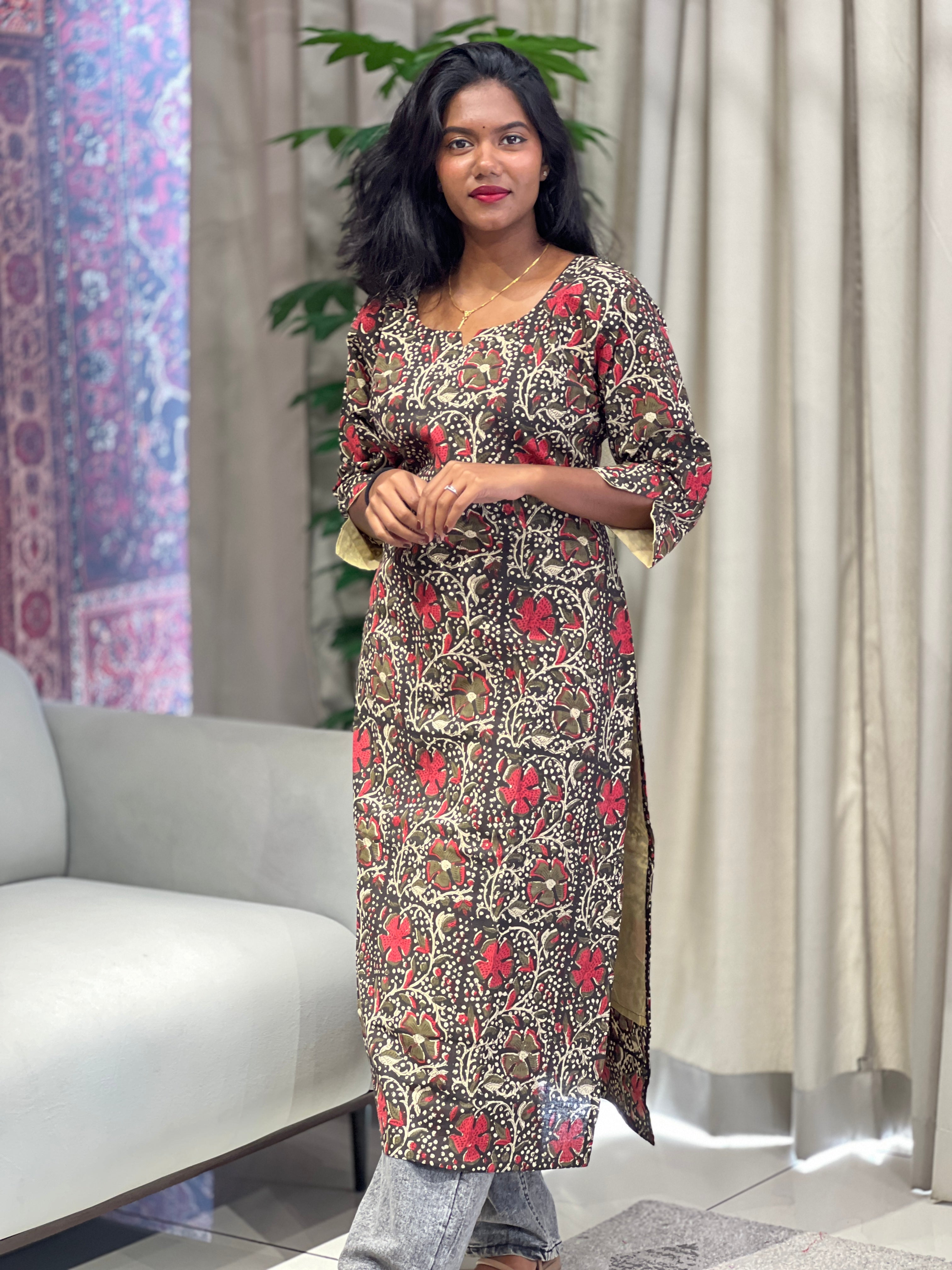 Floral Printed Cotton Kurta | RMLA255