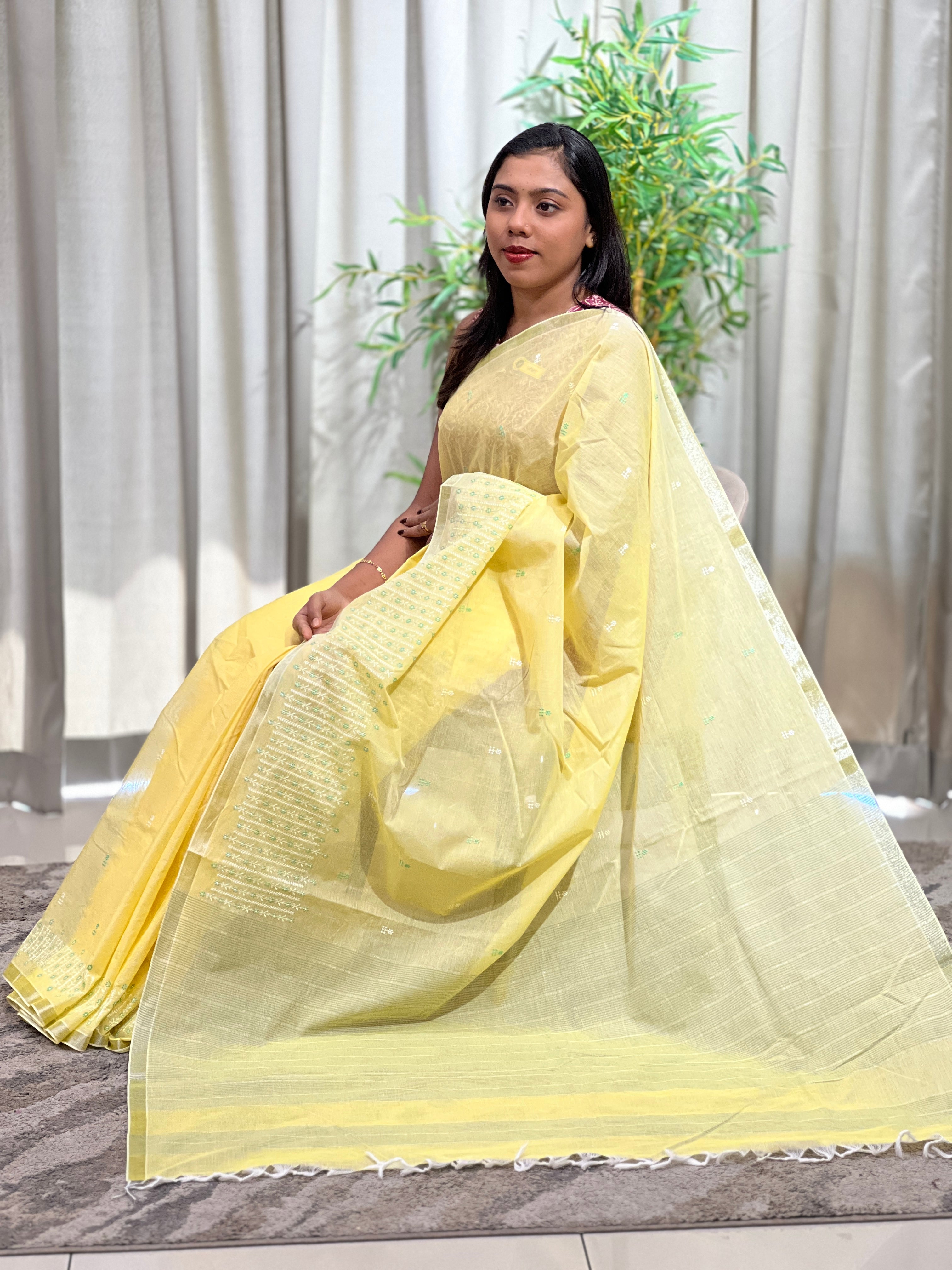 Machine Embroidered Cotton Saree | RVS108