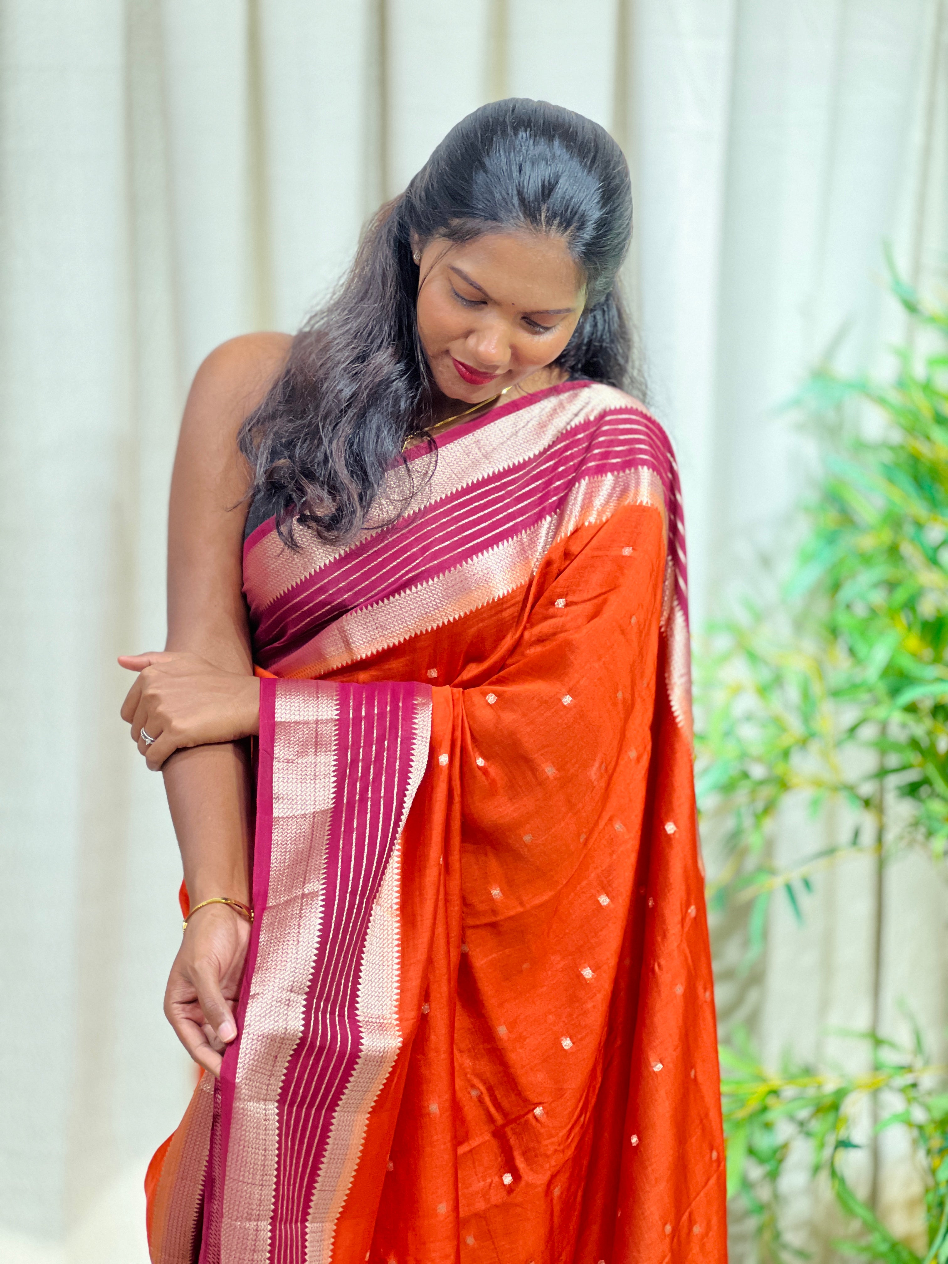 Rettapet Border Pattern Semi Chanderi Saree  | YNG1512