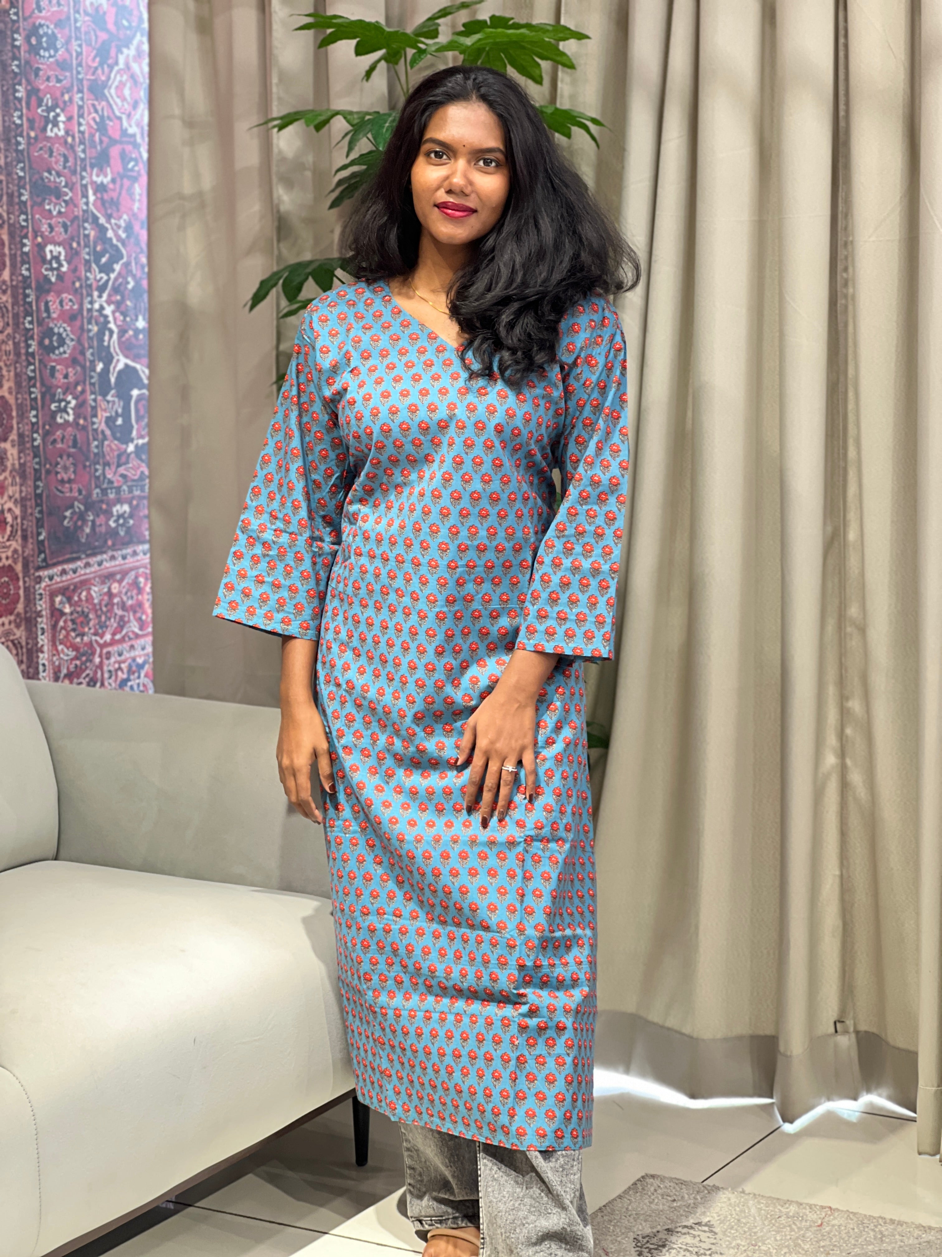 Printed Cotton Kurta | RMLA227