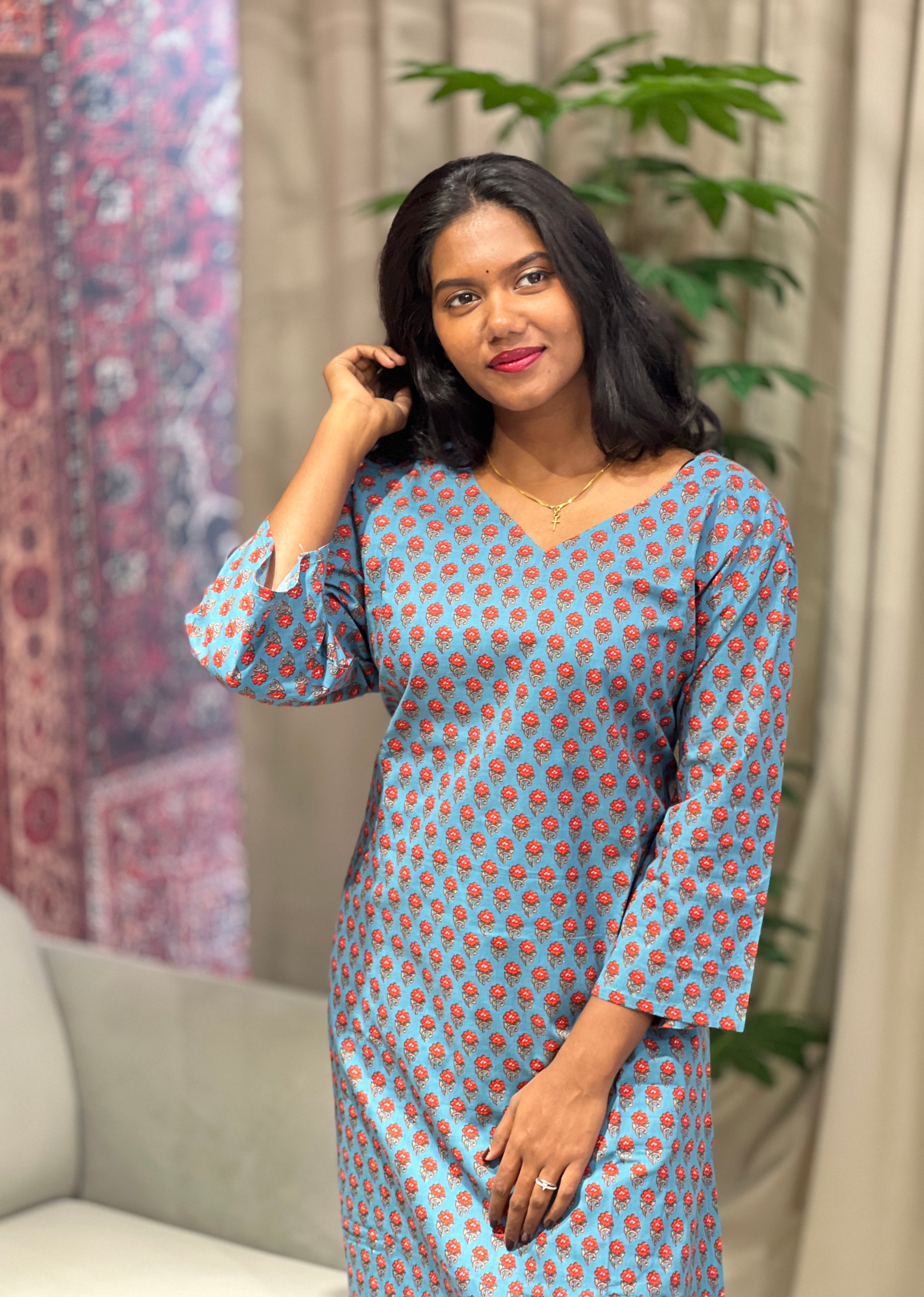 Printed Cotton Kurta | RMLA227