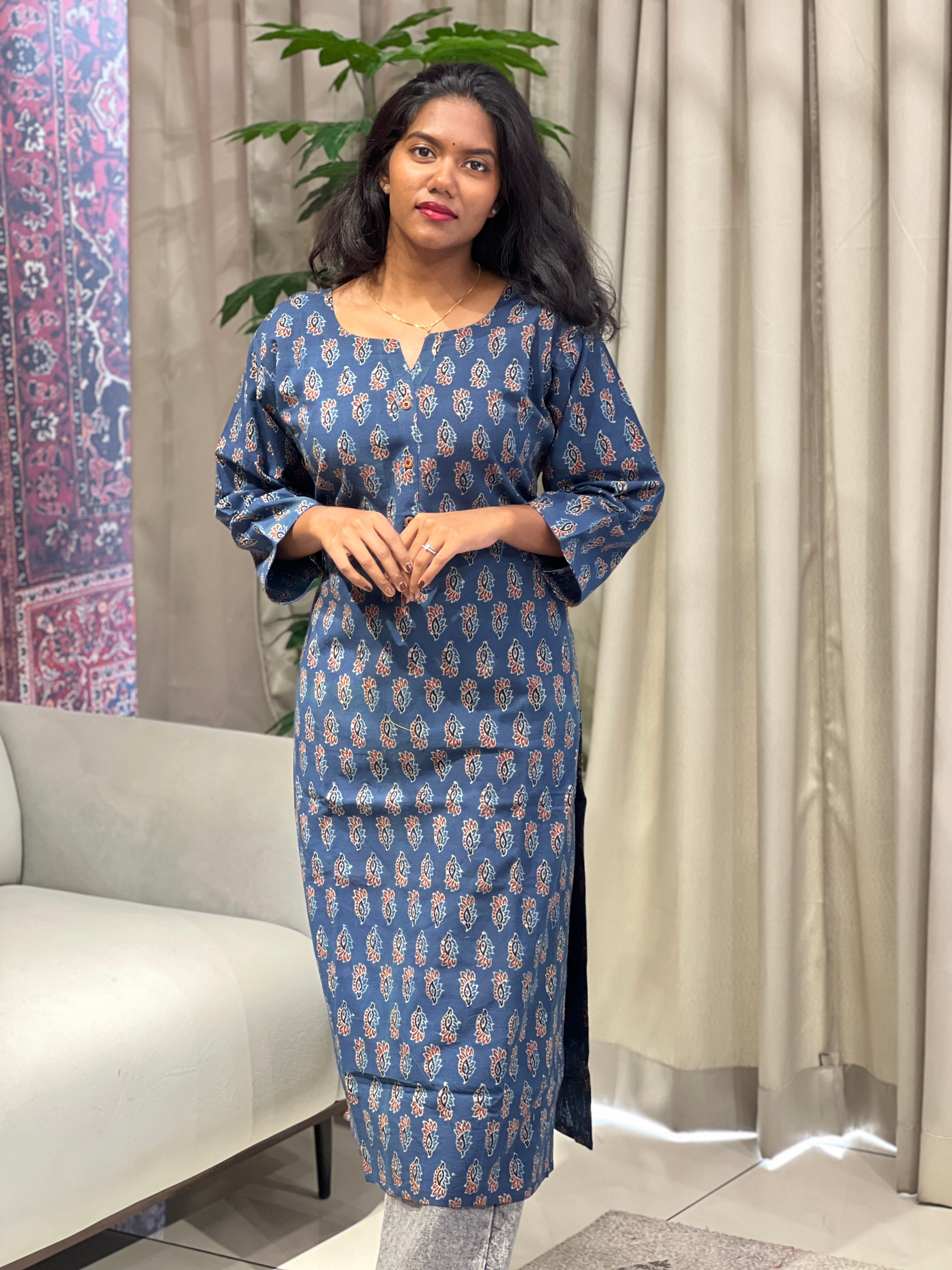 Print Detailed Cotton Kurta | RMLA204