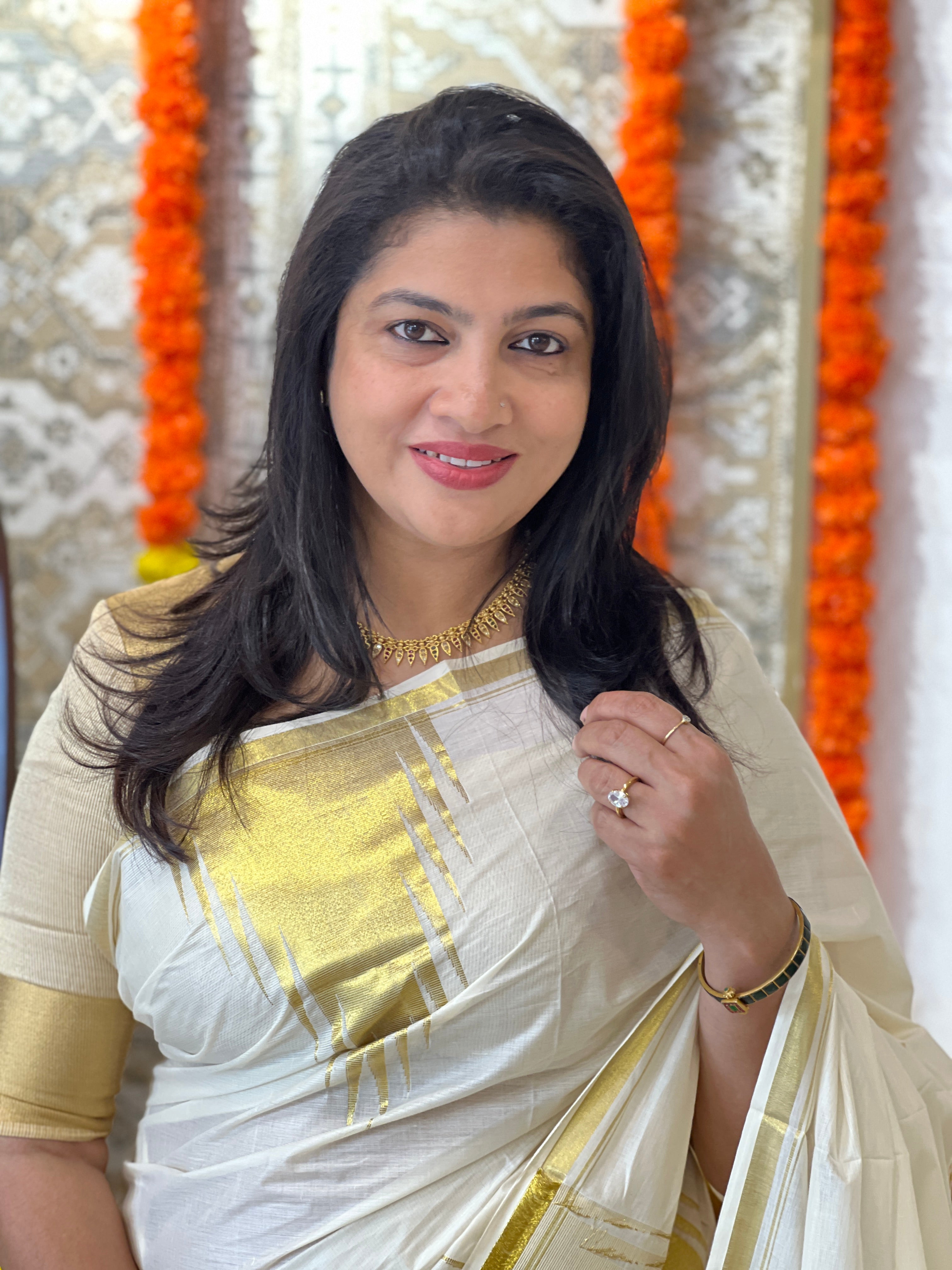 Traditional Temple Border Kerala Cotton Saree | RLF148