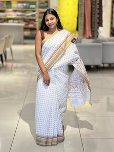 Printed Makki Patterned Cotton Blend Saree | VDA312