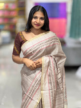 Stripe Patterned Semi Tussar Saree |  DVS151