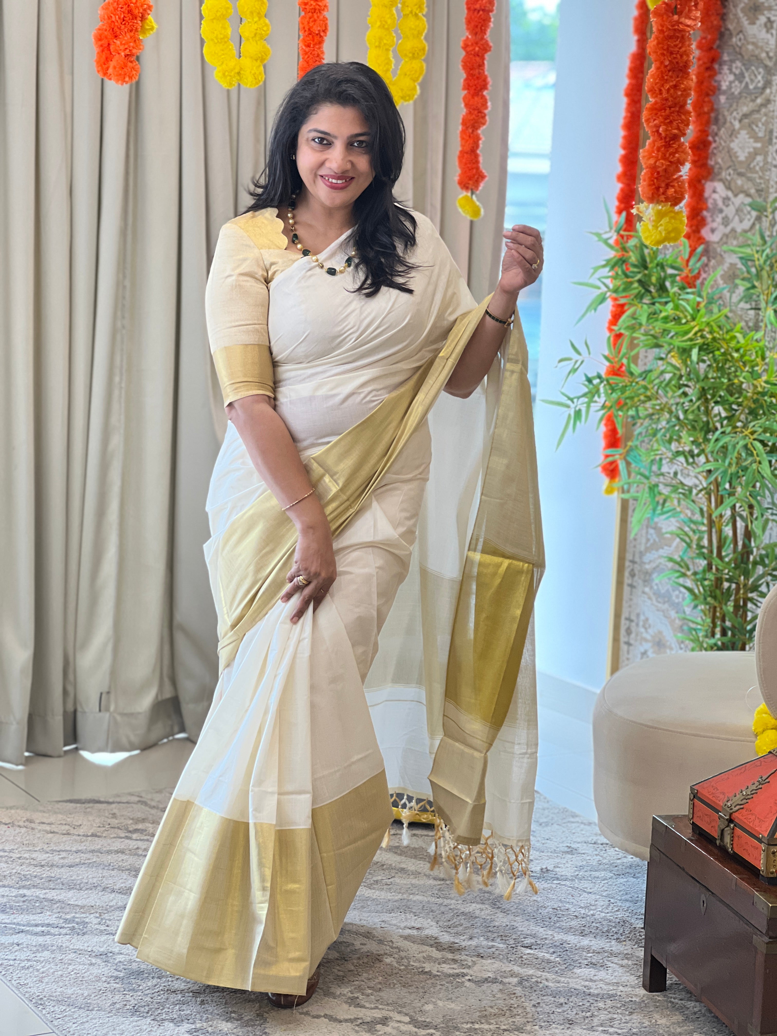 Lower Border Pattern Kerala Cotton Saree | RLF128