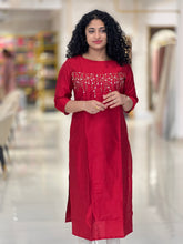 Embroidered Slub Silk Kurta | RGA270