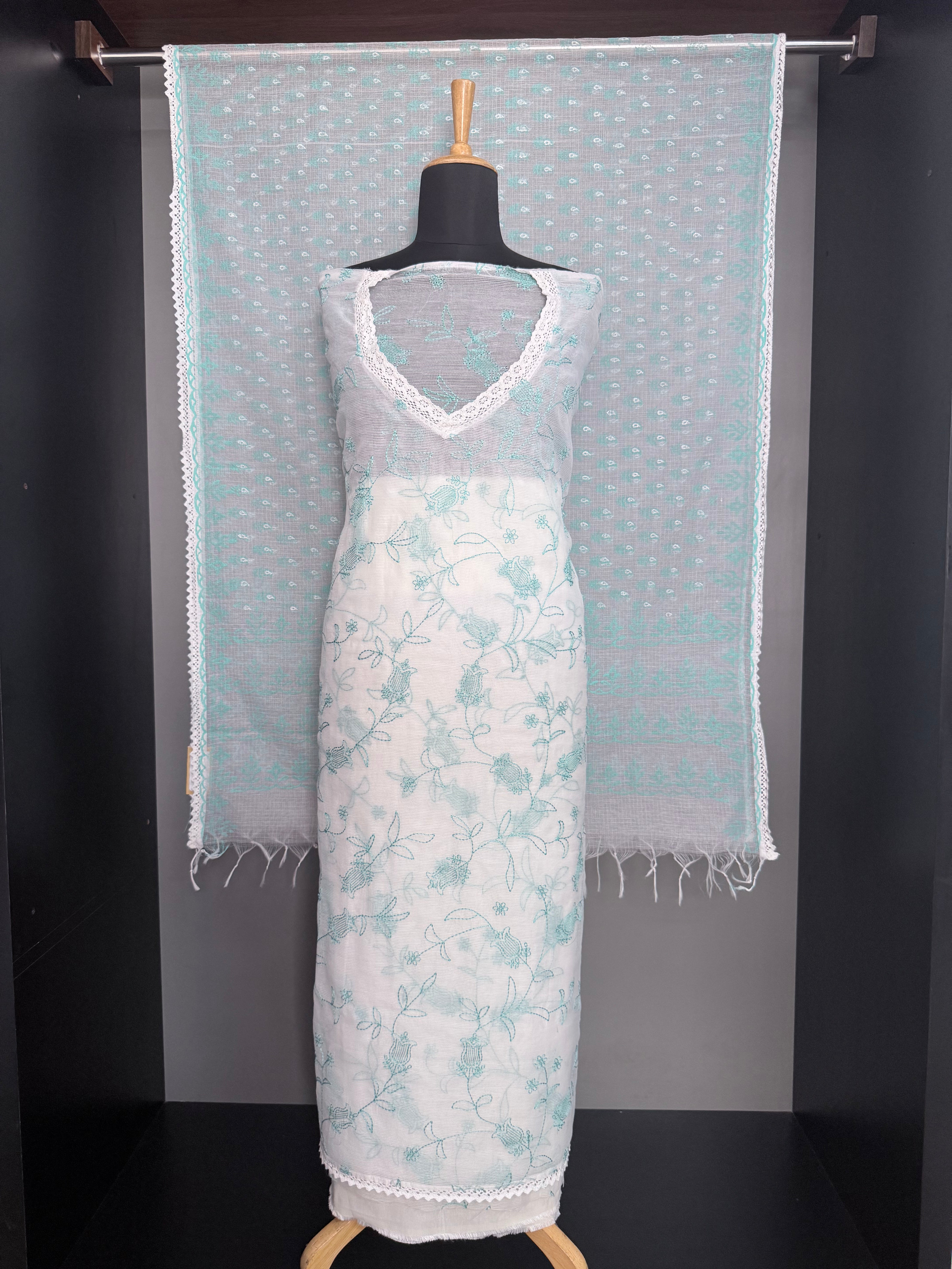 Floral Embroidery Pattern Kota Salwar Set (Semi Stitched ) | JSC689