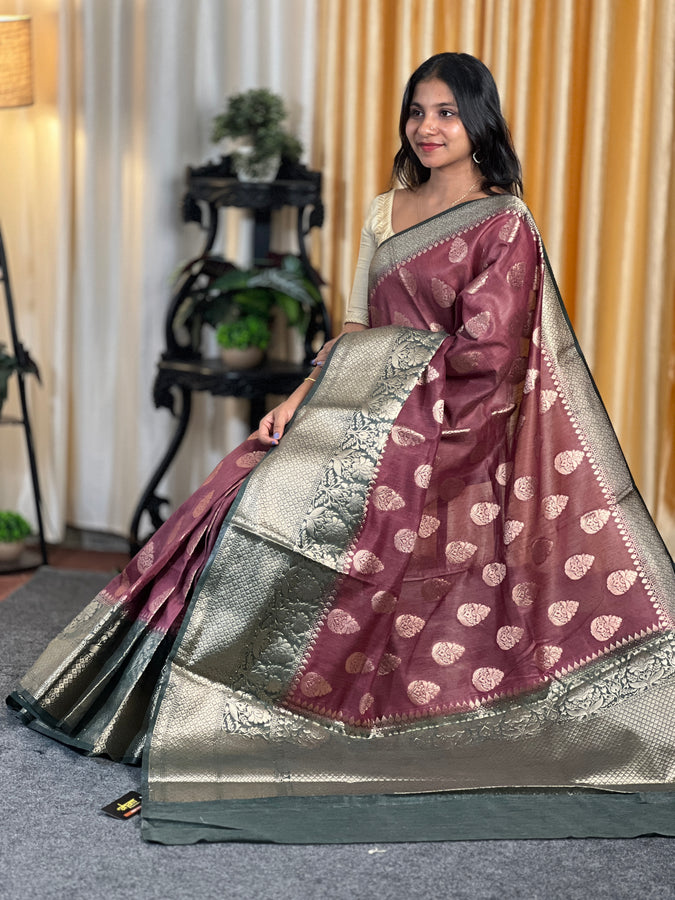 Banarasi Patterned Bhagalpuri Linen Saree | SK410