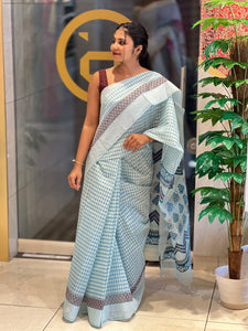 Printed Makki Patterned Cotton Blend Saree | VDA222