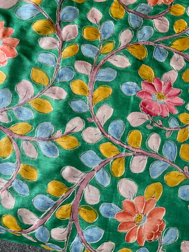 Kalamkari Print With Zari Detailed Pure Tussar Blouse Material | SBS1226