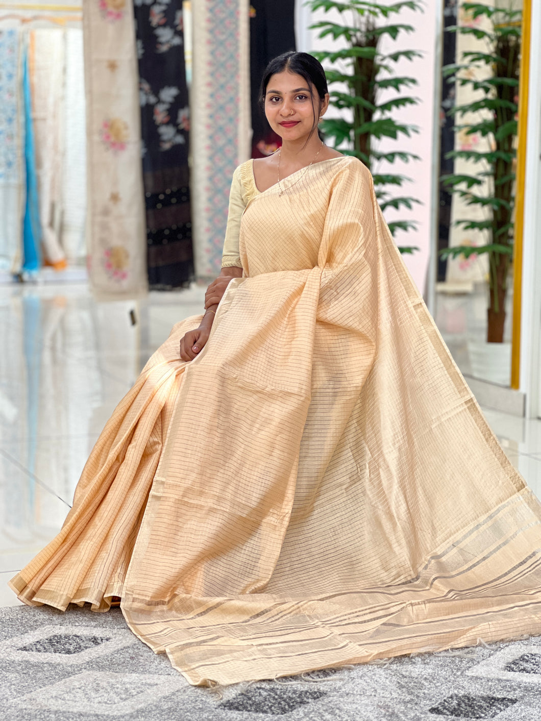 Zari Weaved Tussar Finish Saree | SK349