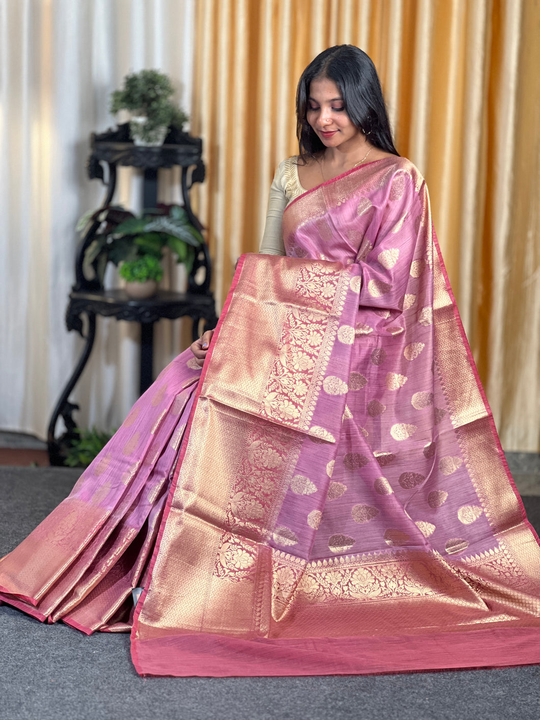 Bhagalpuri Linen Saree With Banarasi Weaving Pattern | SK409