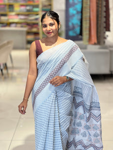 Printed Makki Patterned Cotton Blend Saree | VDA223