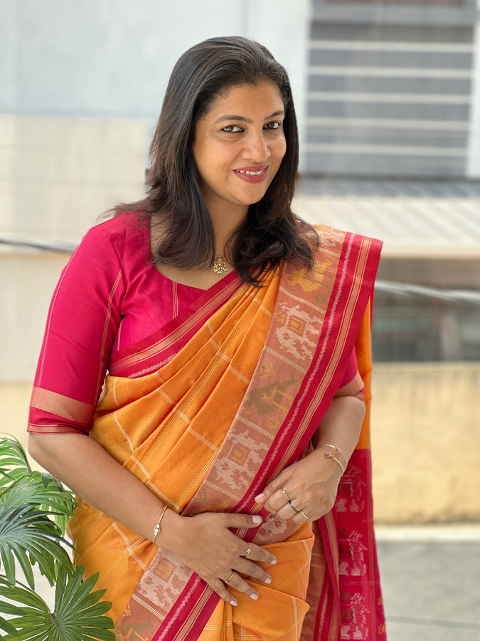 Check Patterned Semi Silk Saree | SSN243