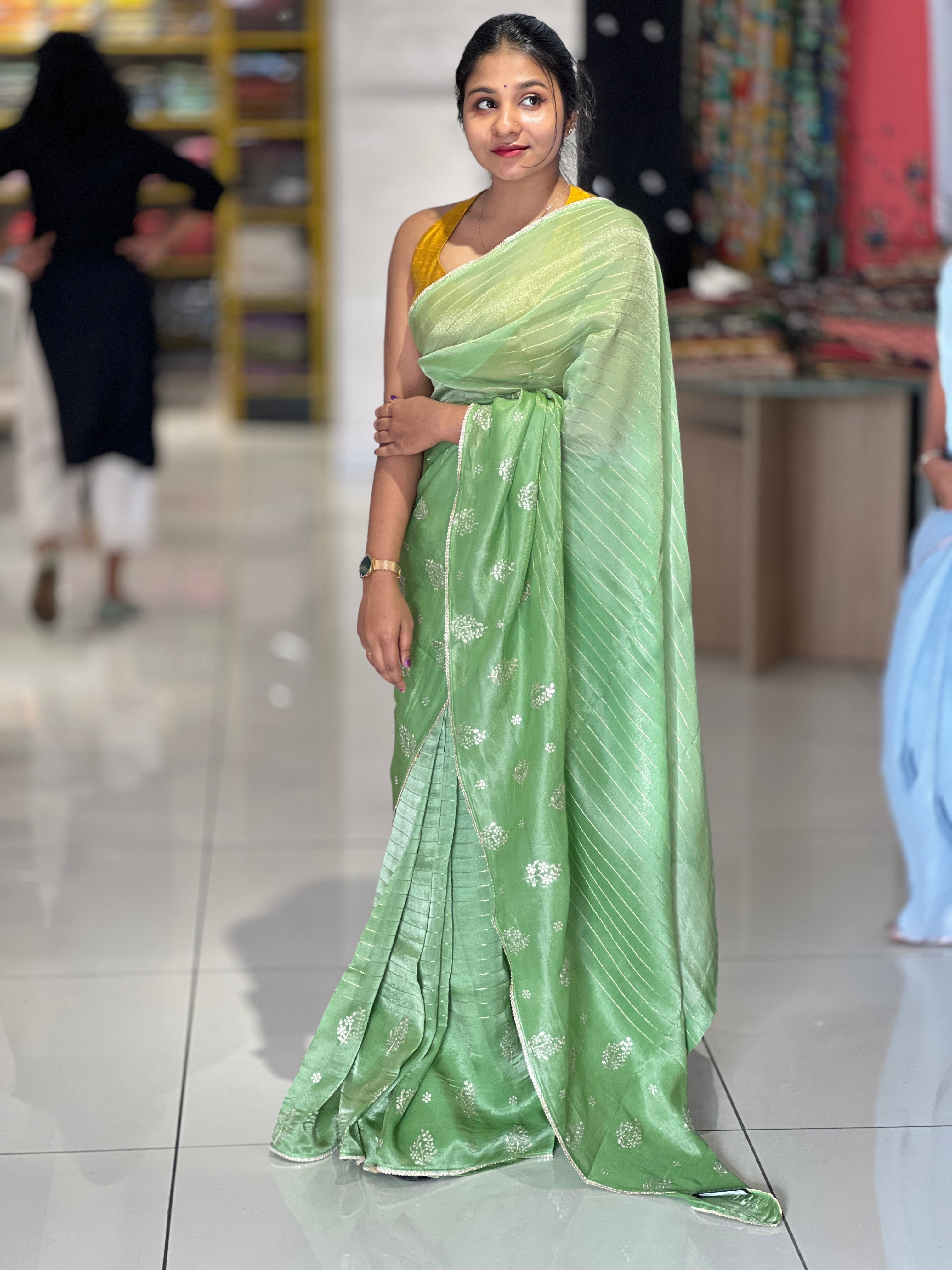 Zari & Pita Work Detailed Tissue Finish Saree | DVS253