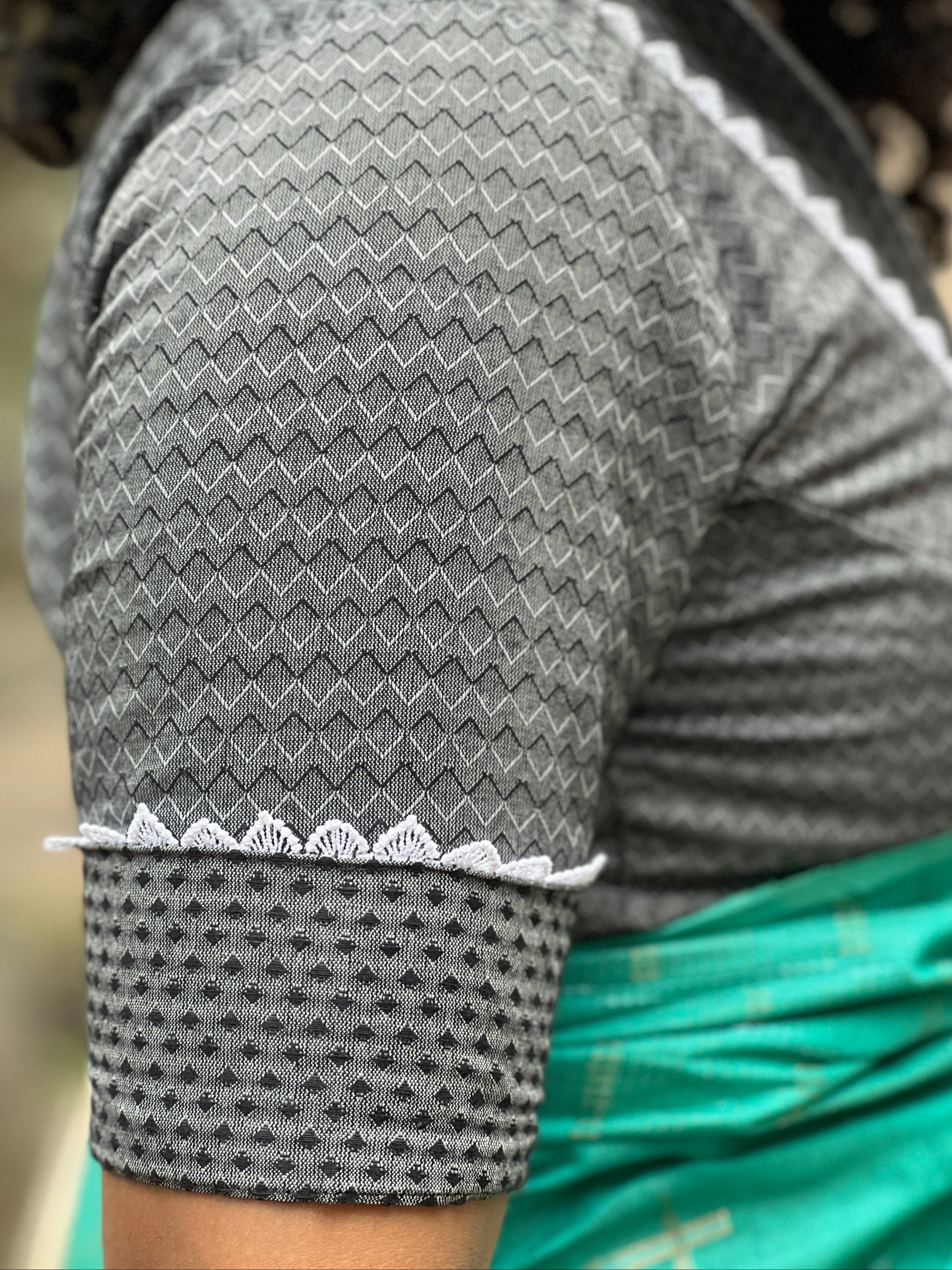 Zig Zag & Diamond Pattern Design Cotton  Jacquard Unstitched Blouse | BM117
