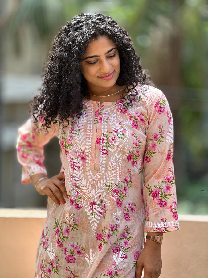 Hand Chikankari Mul Cotton Kurta | SRC132