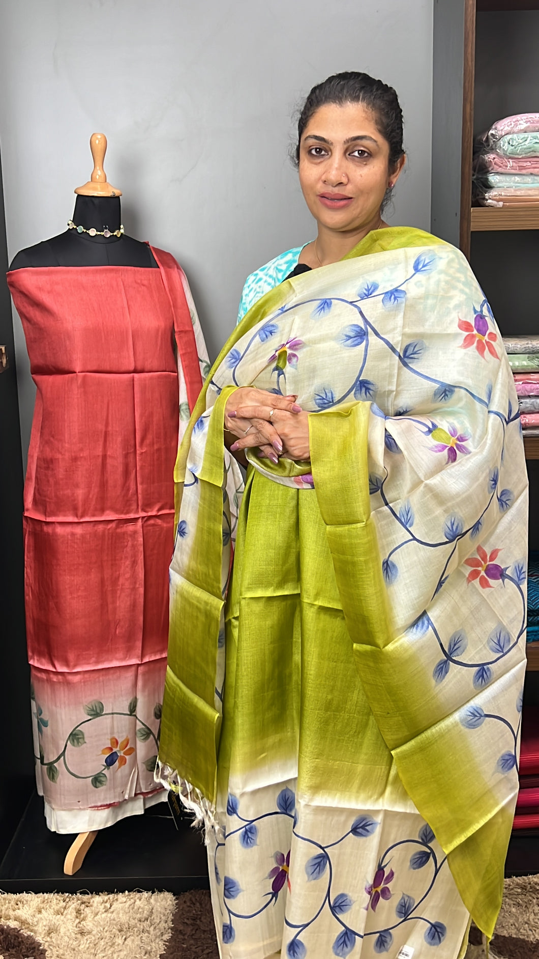 Floral Jaal Pattern  Pure Tussar Salwar Set | HS862