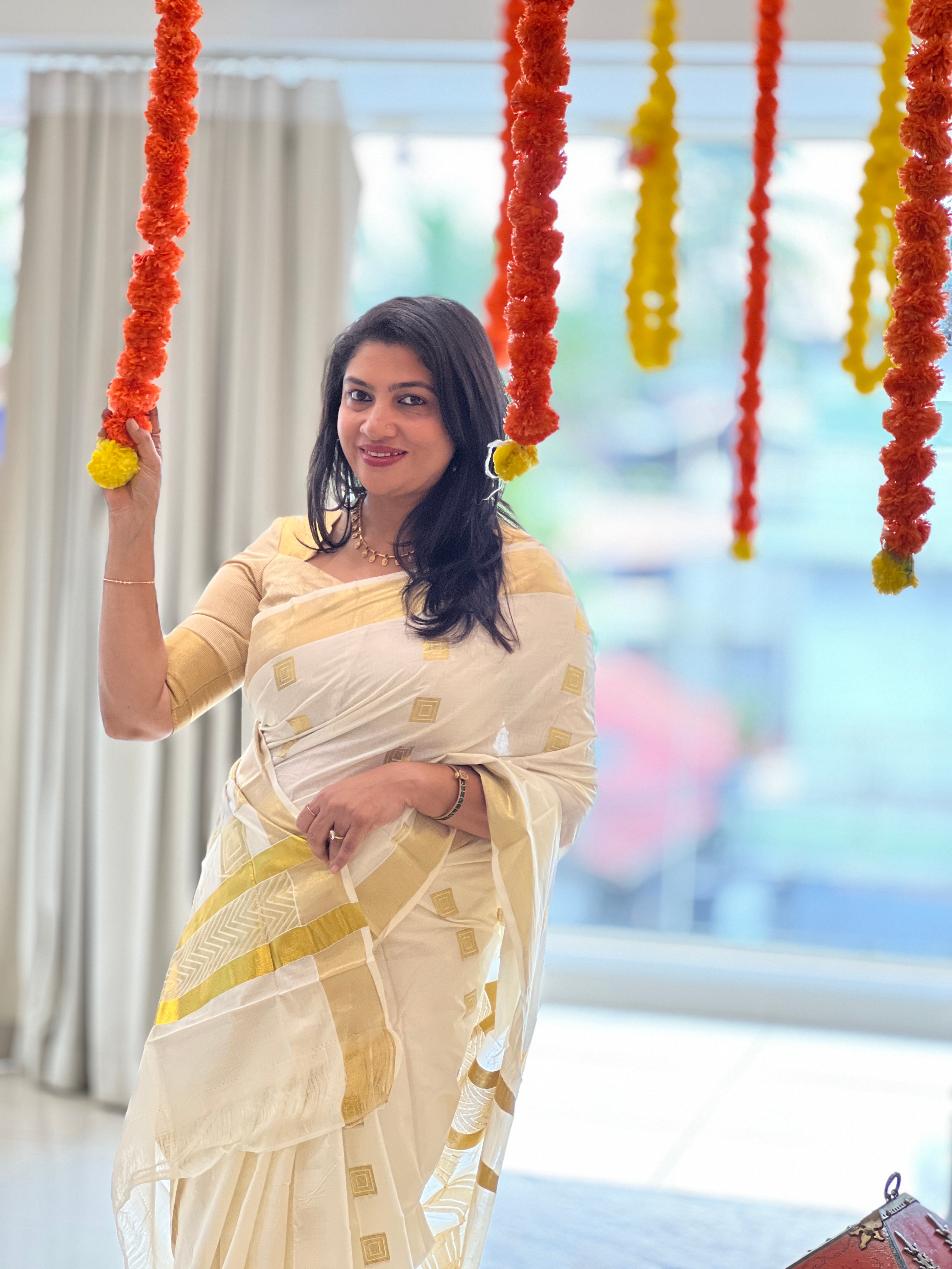 Geometrical Design Kerala Cotton Saree | RLF192
