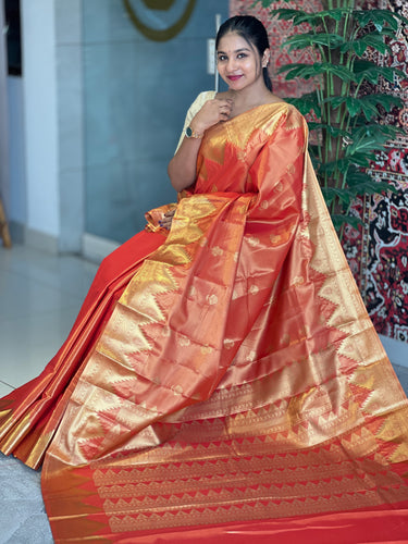 Temple Weaving Pattern Banarasi Silk Saree  | PMC114