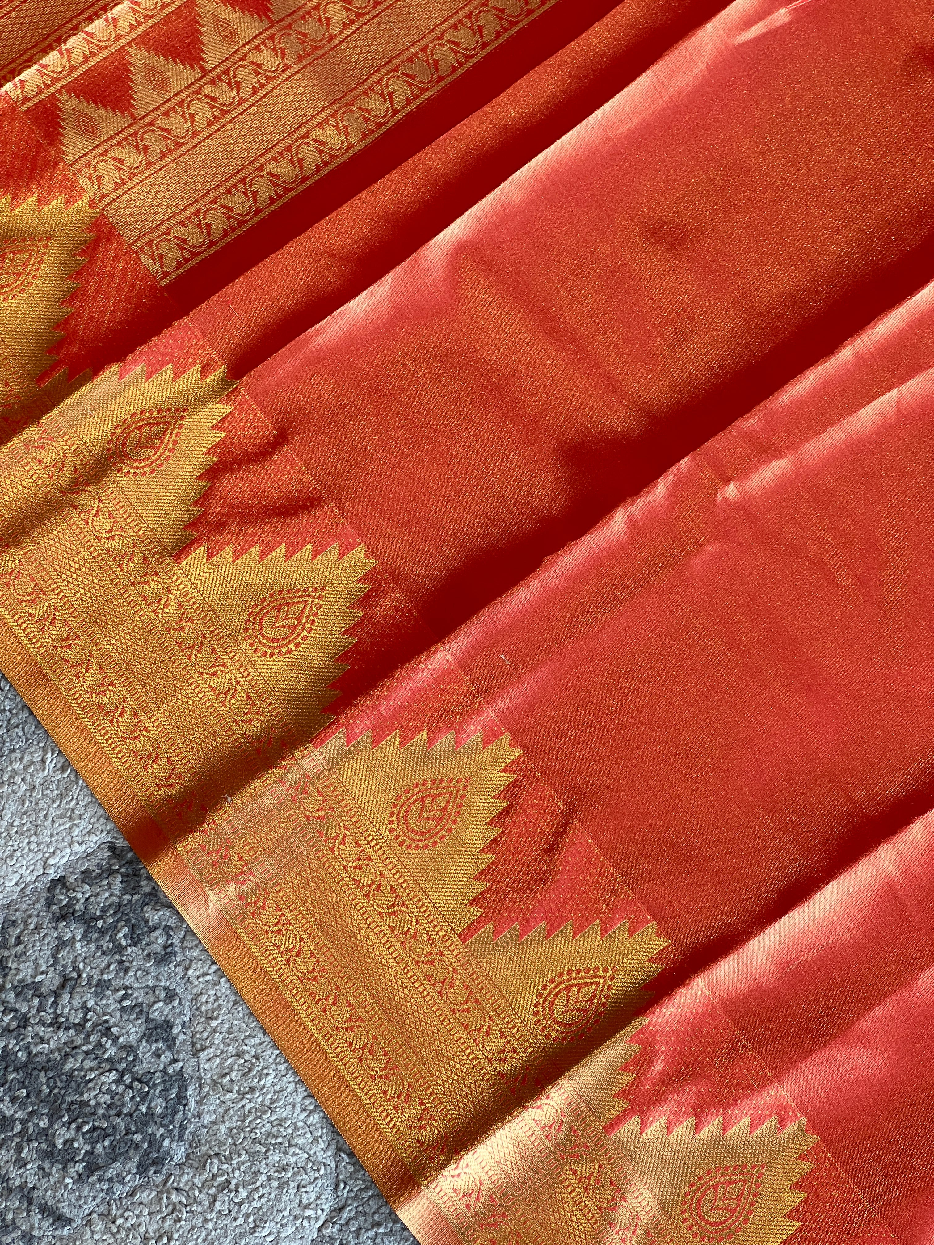 Temple Weaving Pattern Banarasi Silk Saree  | PMC114
